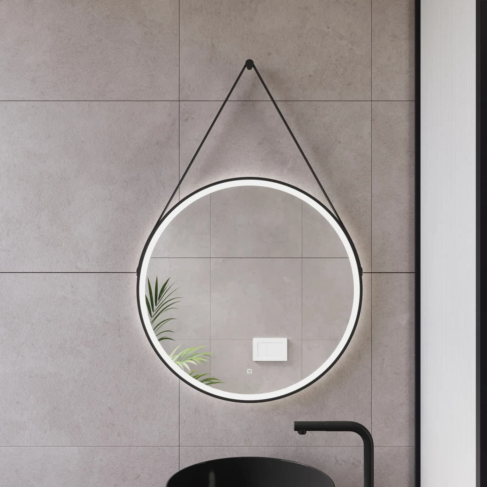Specchio led 70 cm luce fredda con cornice nera e accensione touch - Artur