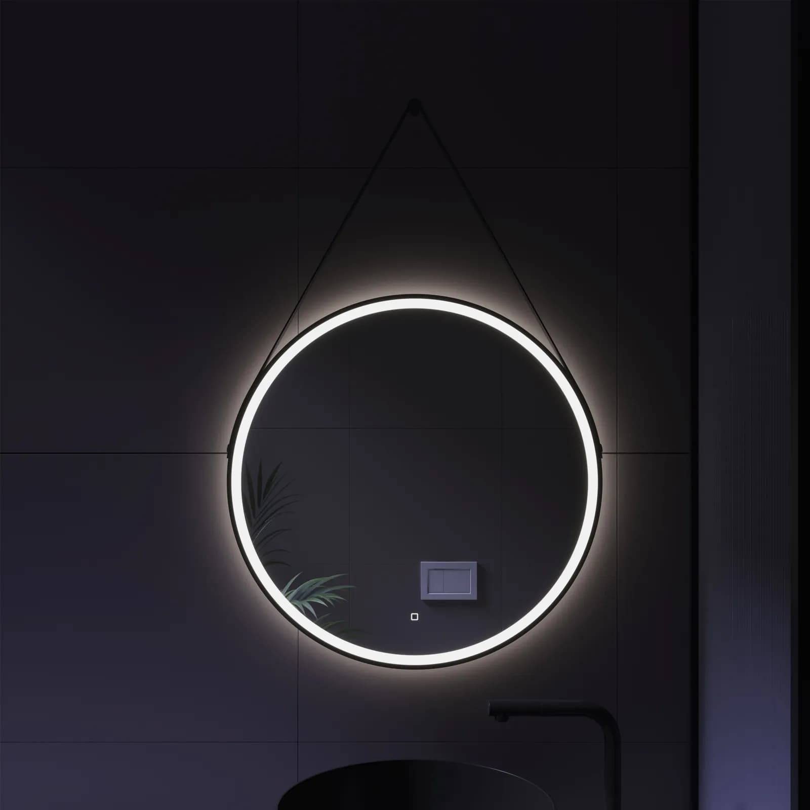 Specchio led 70 cm luce fredda con cornice nera e accensione touch - Artur