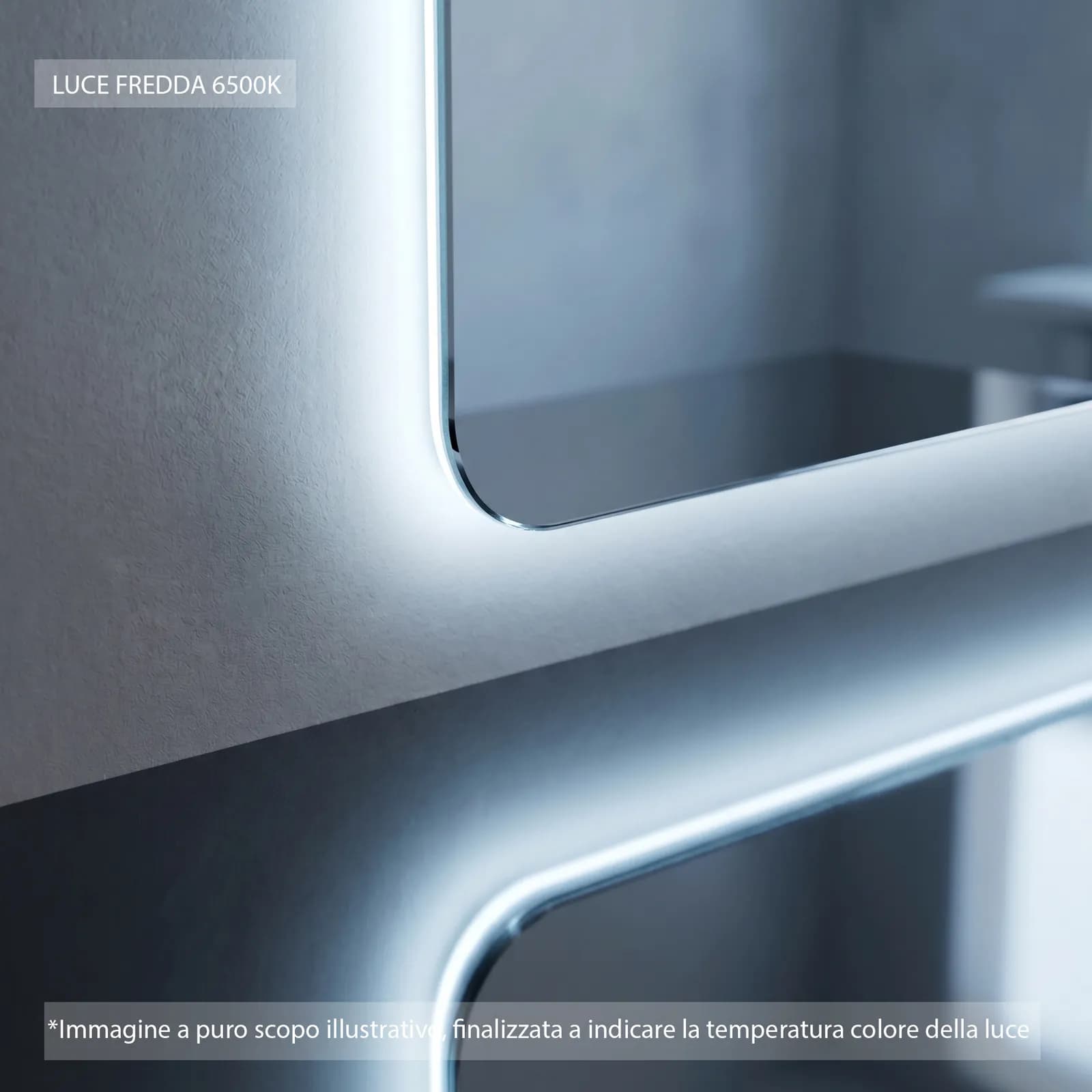 Specchio led 70 cm luce fredda con cornice nera e accensione touch - Artur