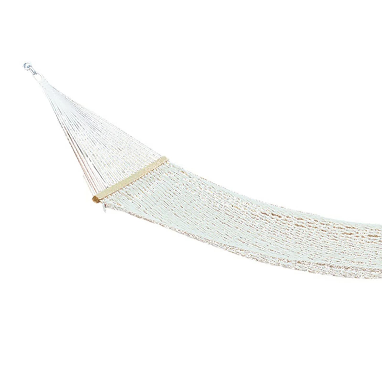 Amaca da giardino 150x200 cm in rete di cotone bianco con stecche in legno