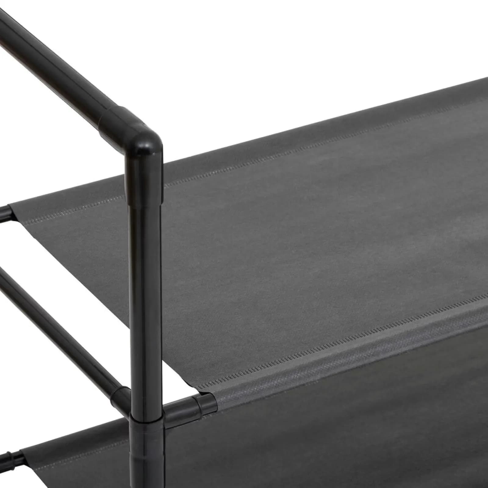Mobile d'ingresso 60x170h cm in acciaio nero con scarpiera a 6 ripiani in tessuto e 8 ganci