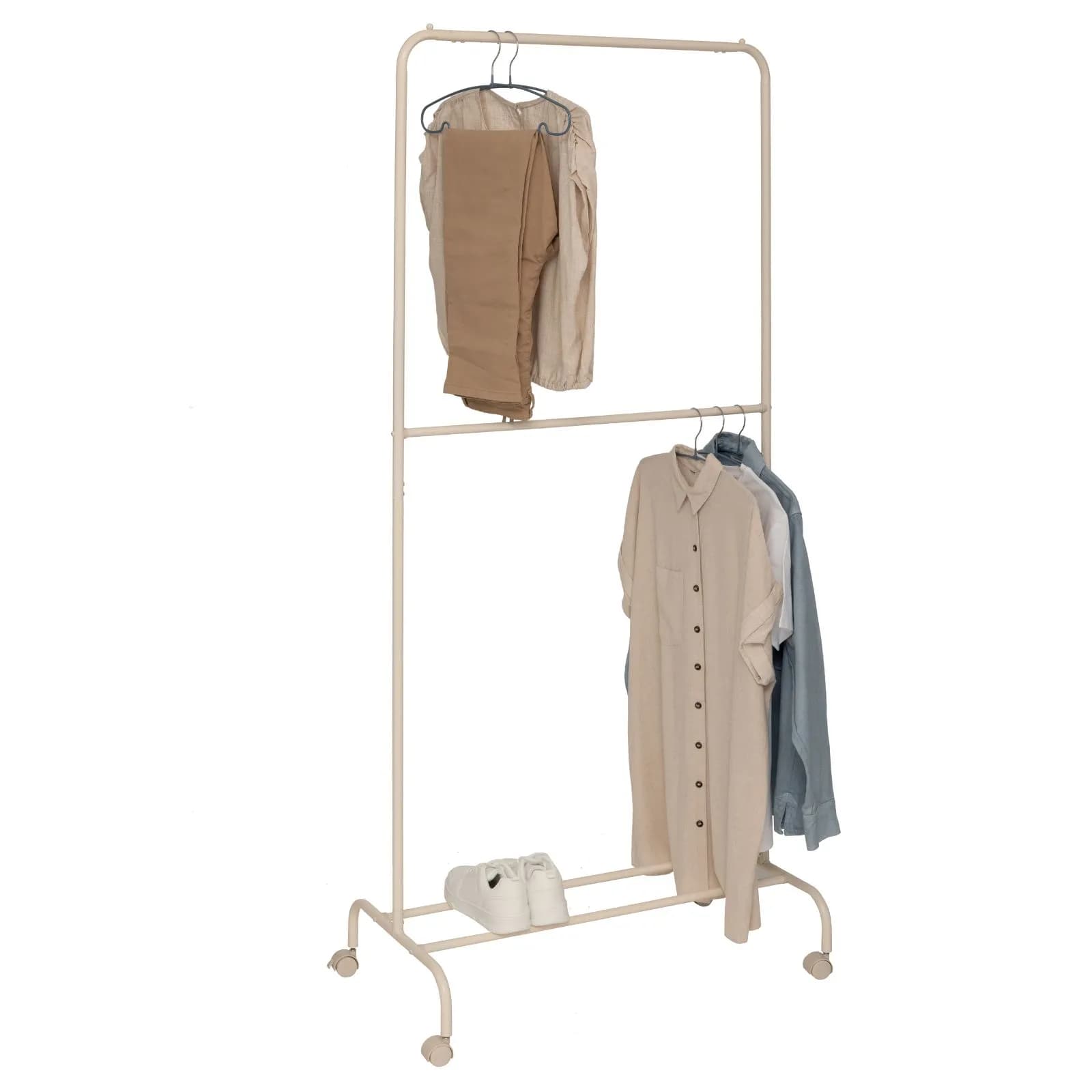 Appendiabiti 81x180h cm in acciaio beige con ruote - Kelie