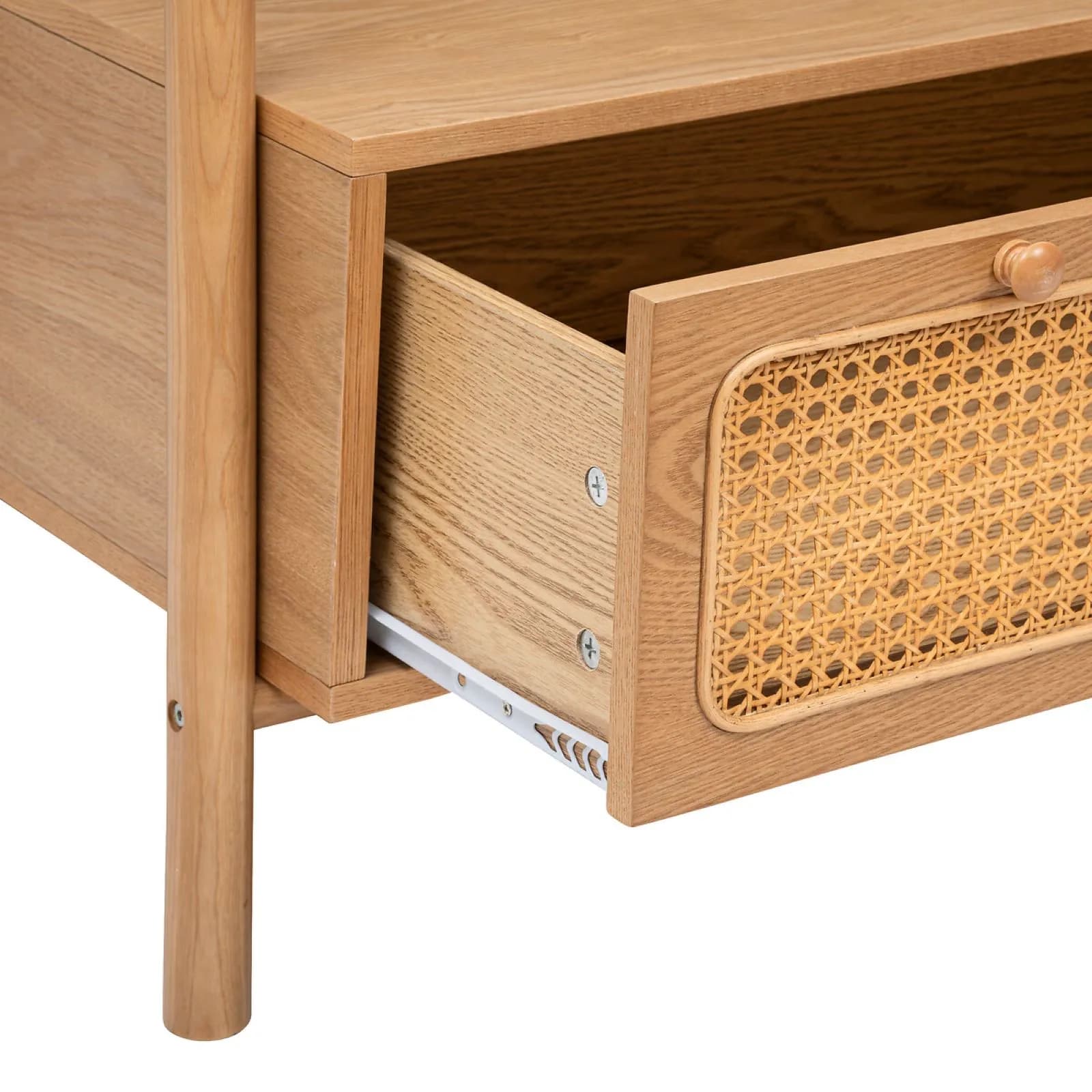 Appendiabiti 90x162h cm in legno naturale e paglia di Vienna con 1 cassetto - Toronto
