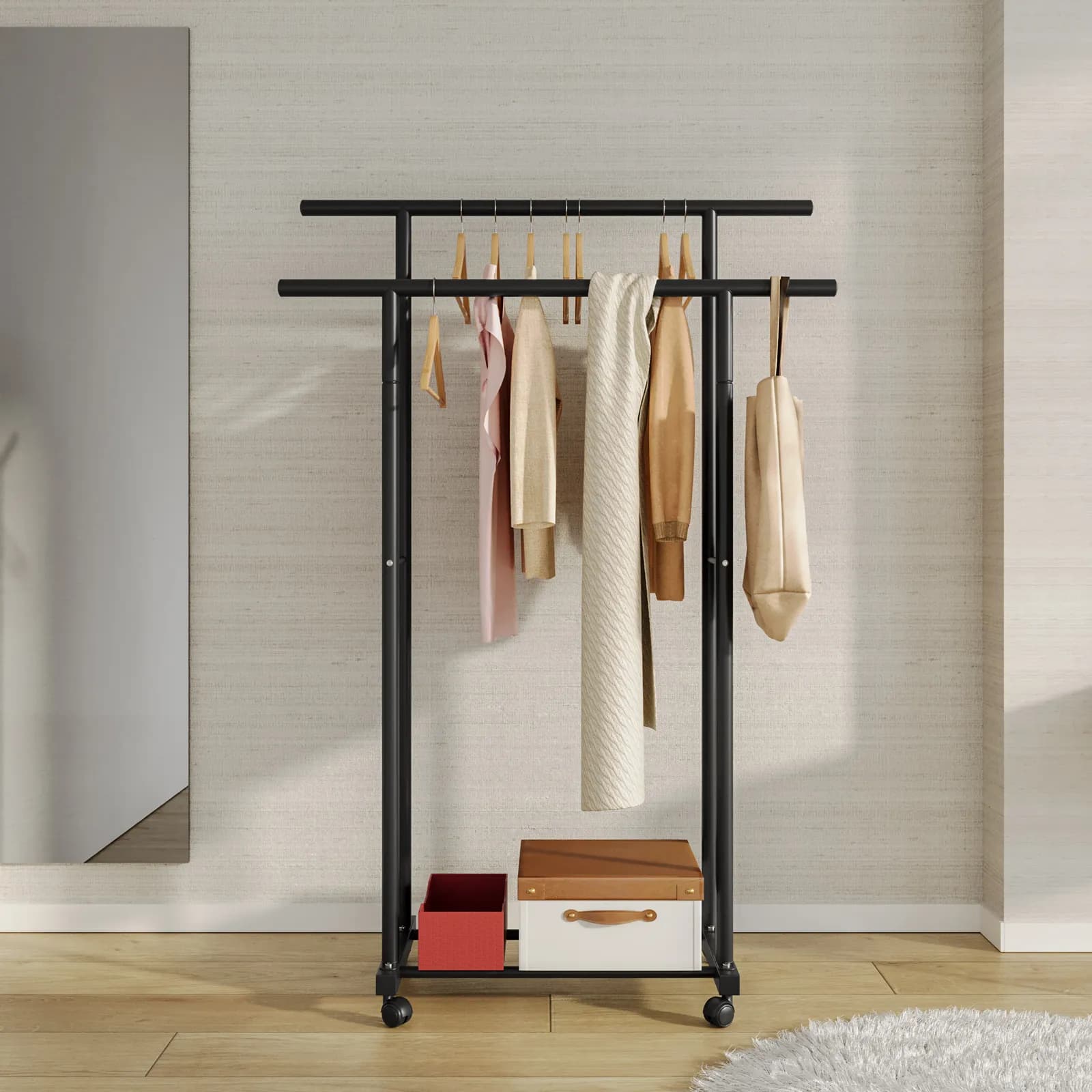 Appendiabiti doppio 100x152h cm in metallo nero - Inbil