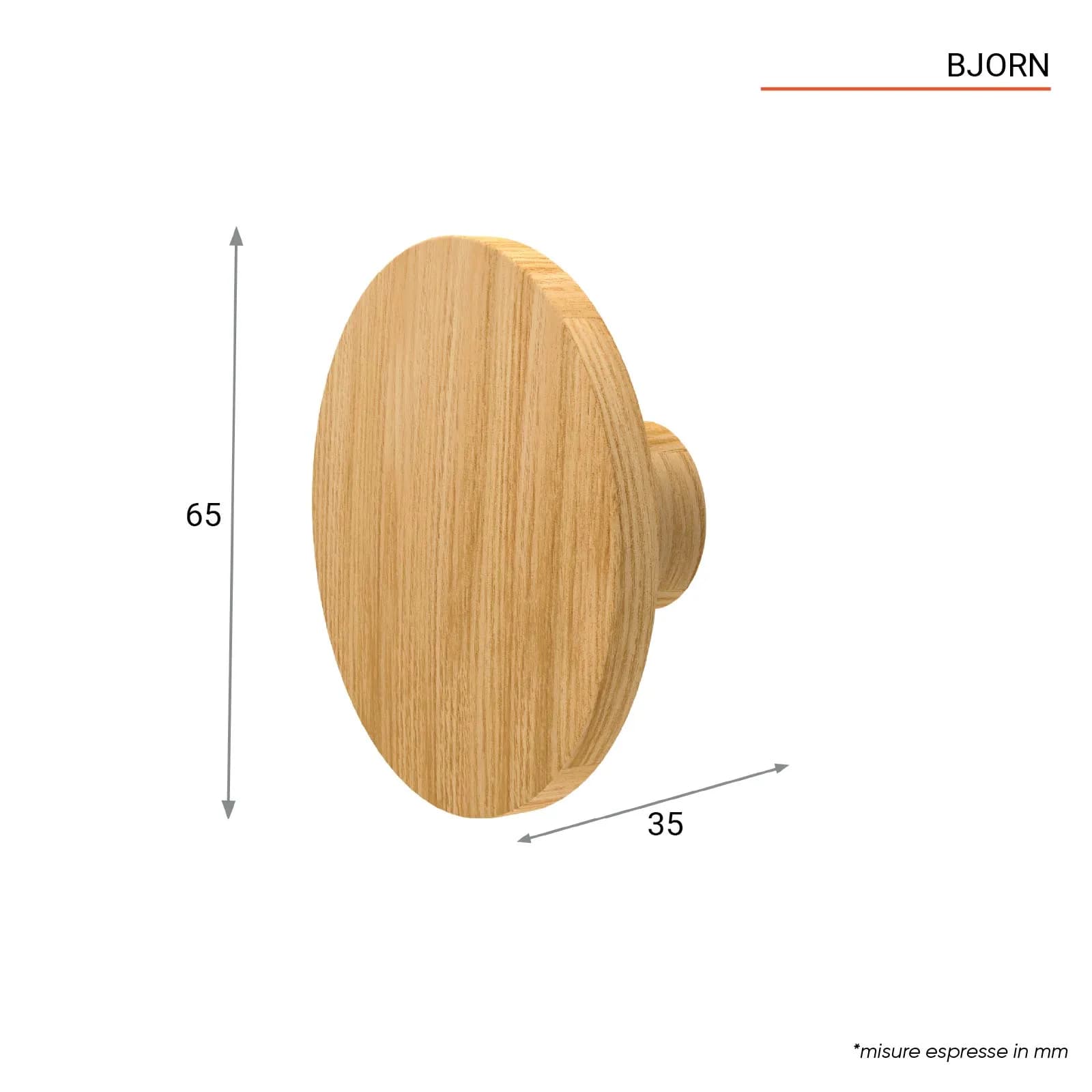 Appendino singolo in legno per pannello fonoassorbente - Bjorn