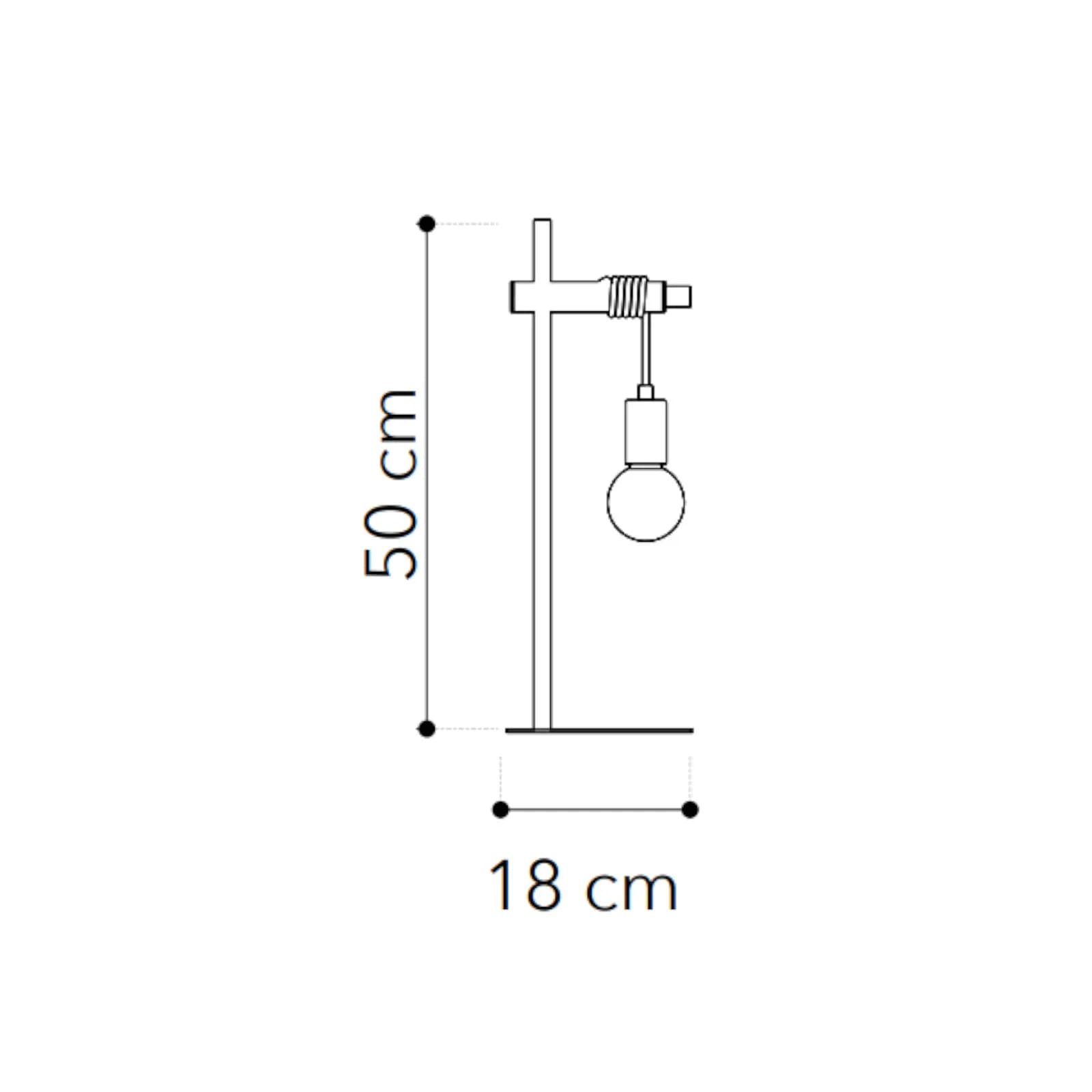 Lampada da tavolo 18x50 cm in metallo cromo e cavo in tessuto nero