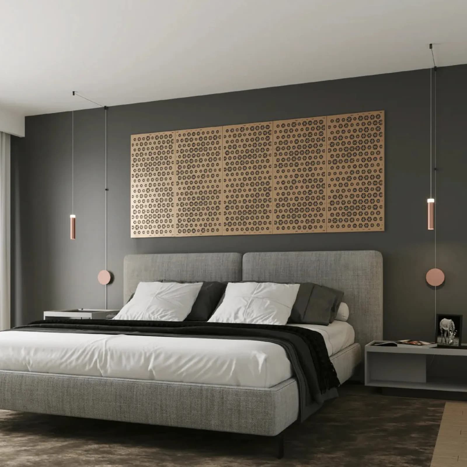 Applique 400 cm con cavo regolabile in alluminio color bronzo rosato