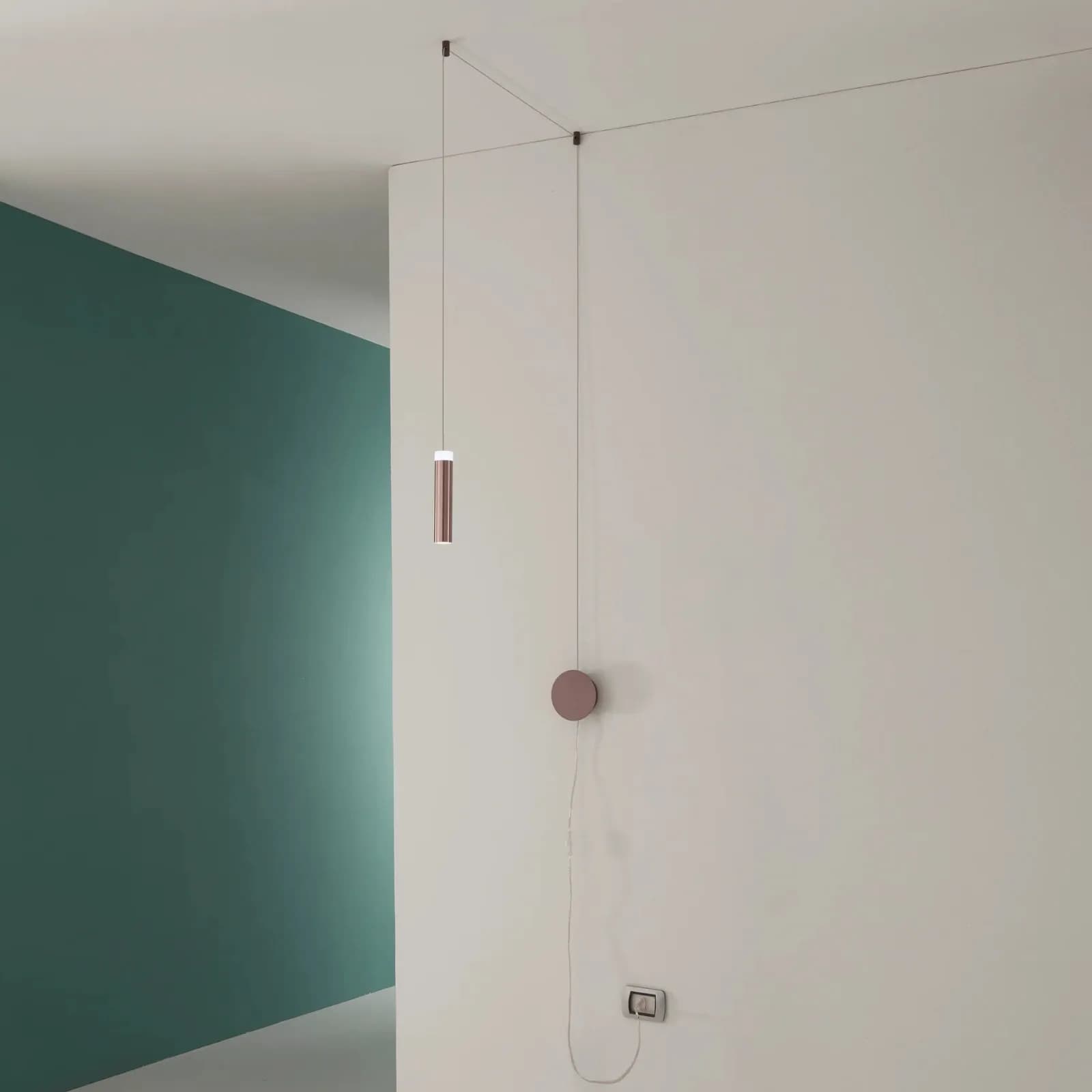 Applique 400 cm con cavo regolabile in alluminio color bronzo rosato