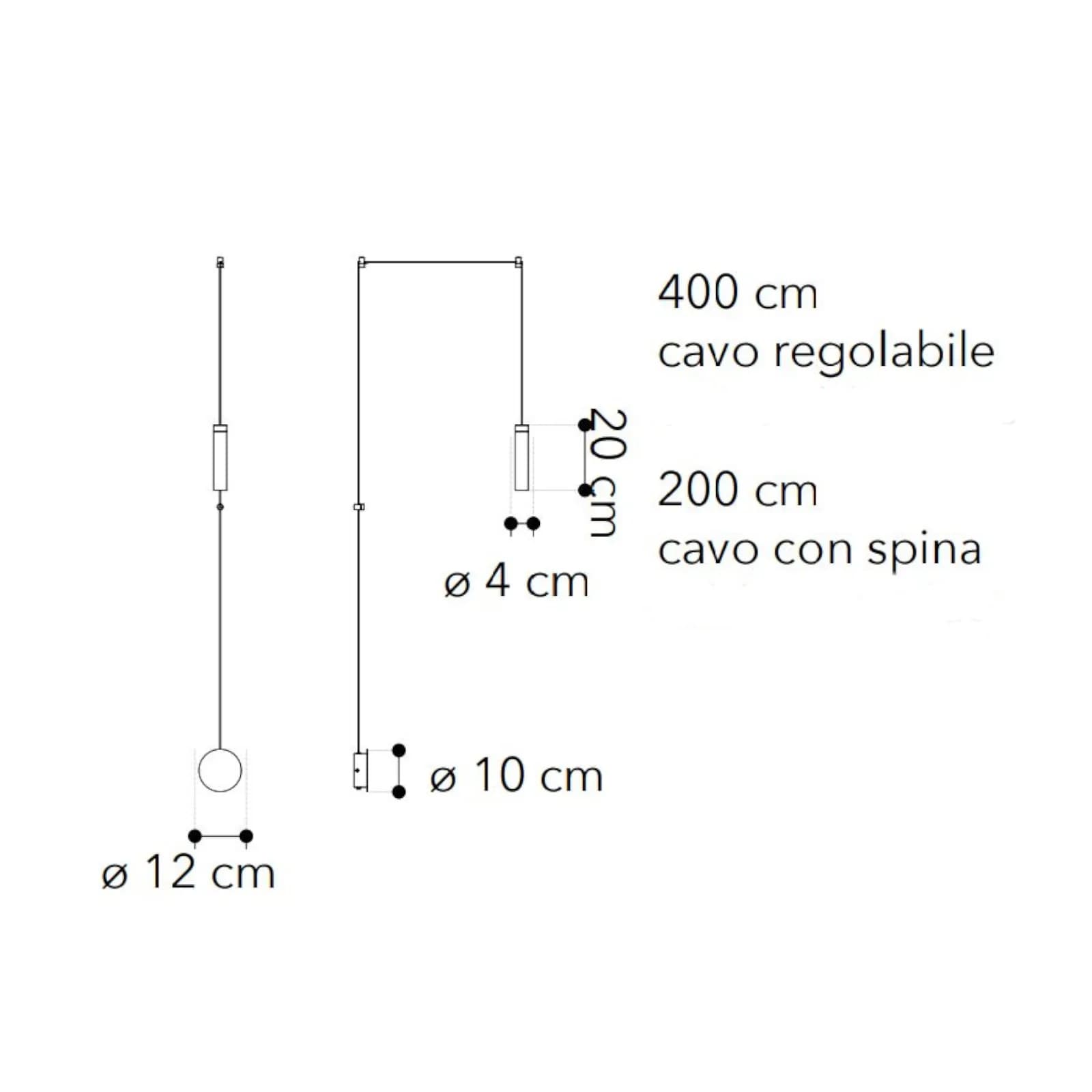Applique 400 cm con cavo regolabile in alluminio color bronzo rosato