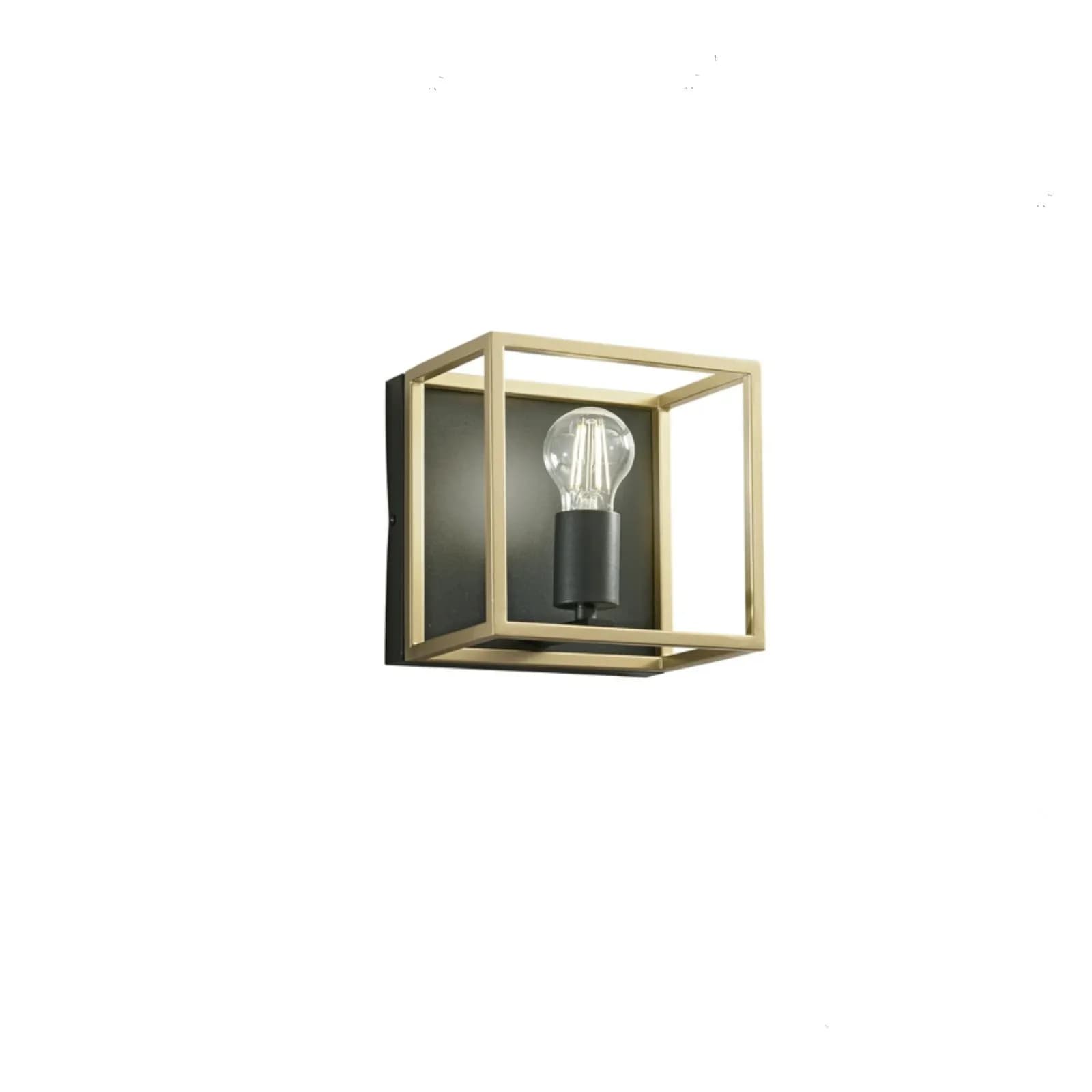 Applique da interno 20x20 cm in metallo nero e finiture oro satinato