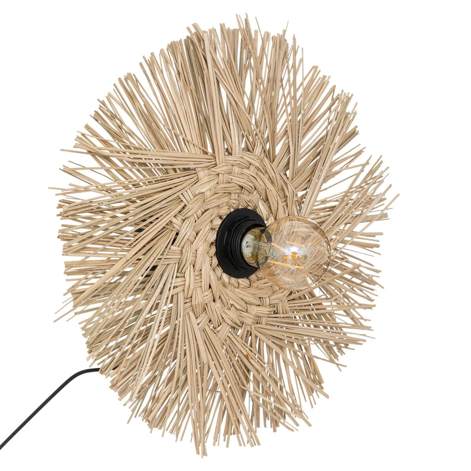Applique da parete rotonda 34 cm intrecciata in paglia naturale