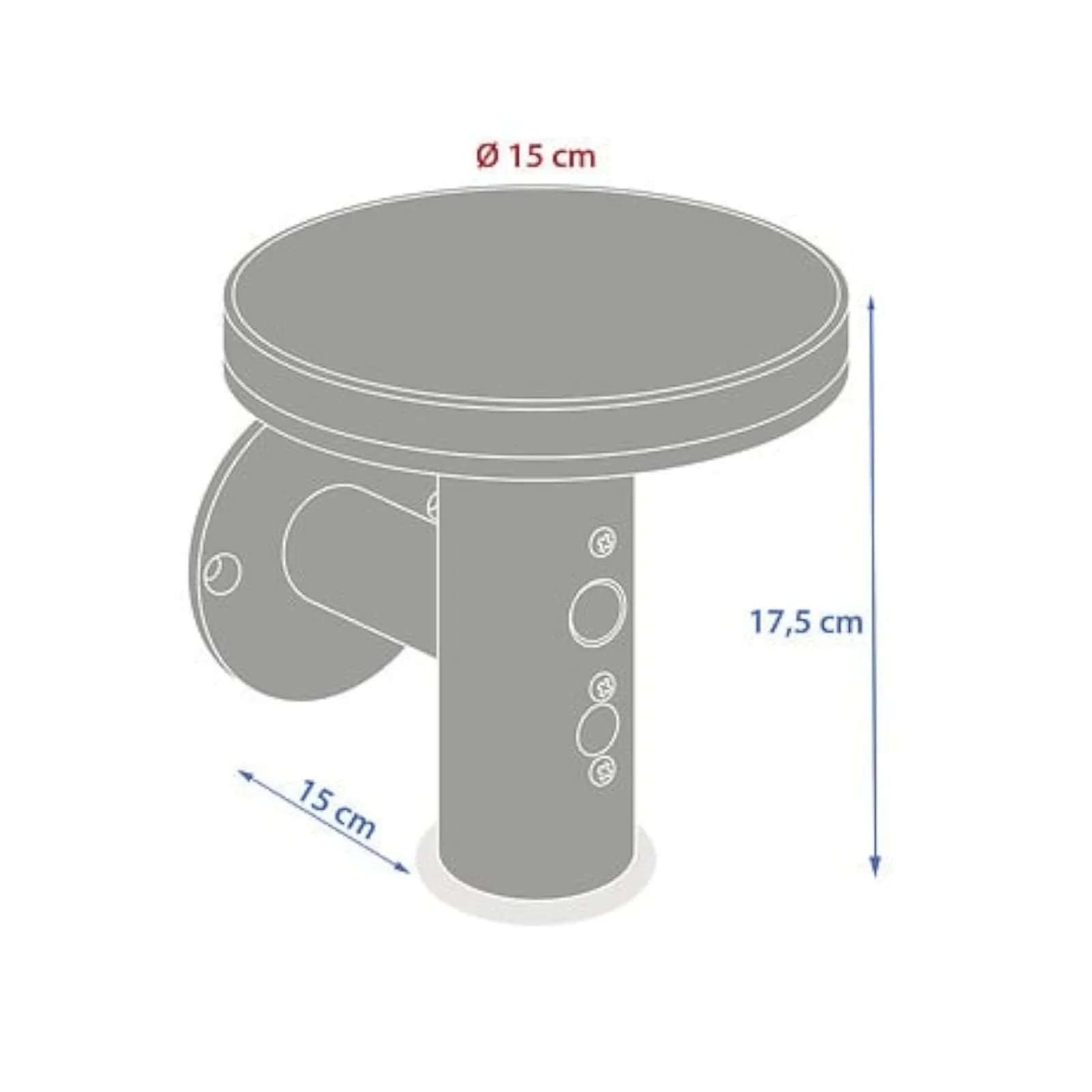 Applique da parete solare rotonda 15 cm in alluminio grafite - Falko