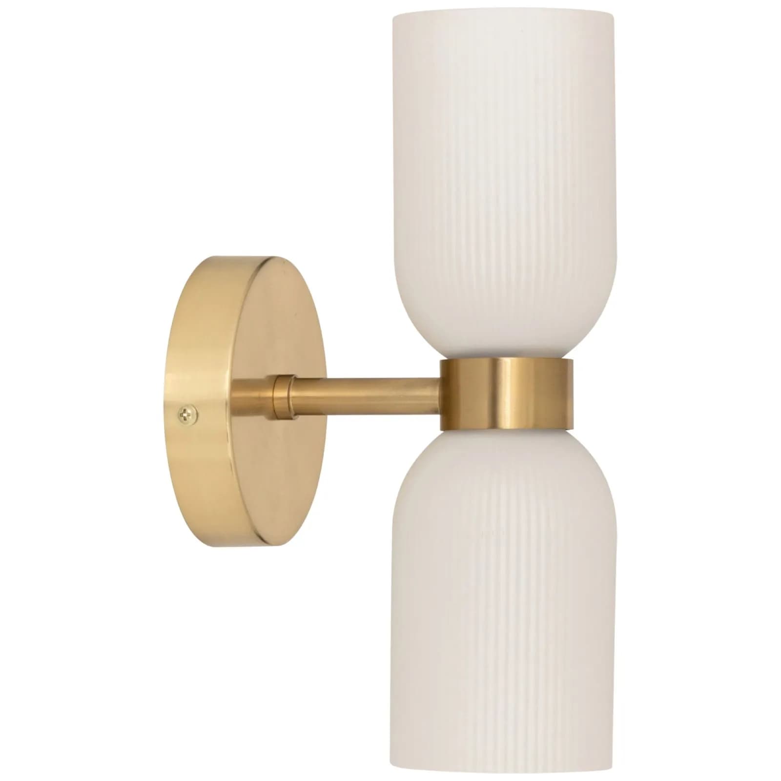 Applique doppia 27h cm in metallo oro e vetro satinato