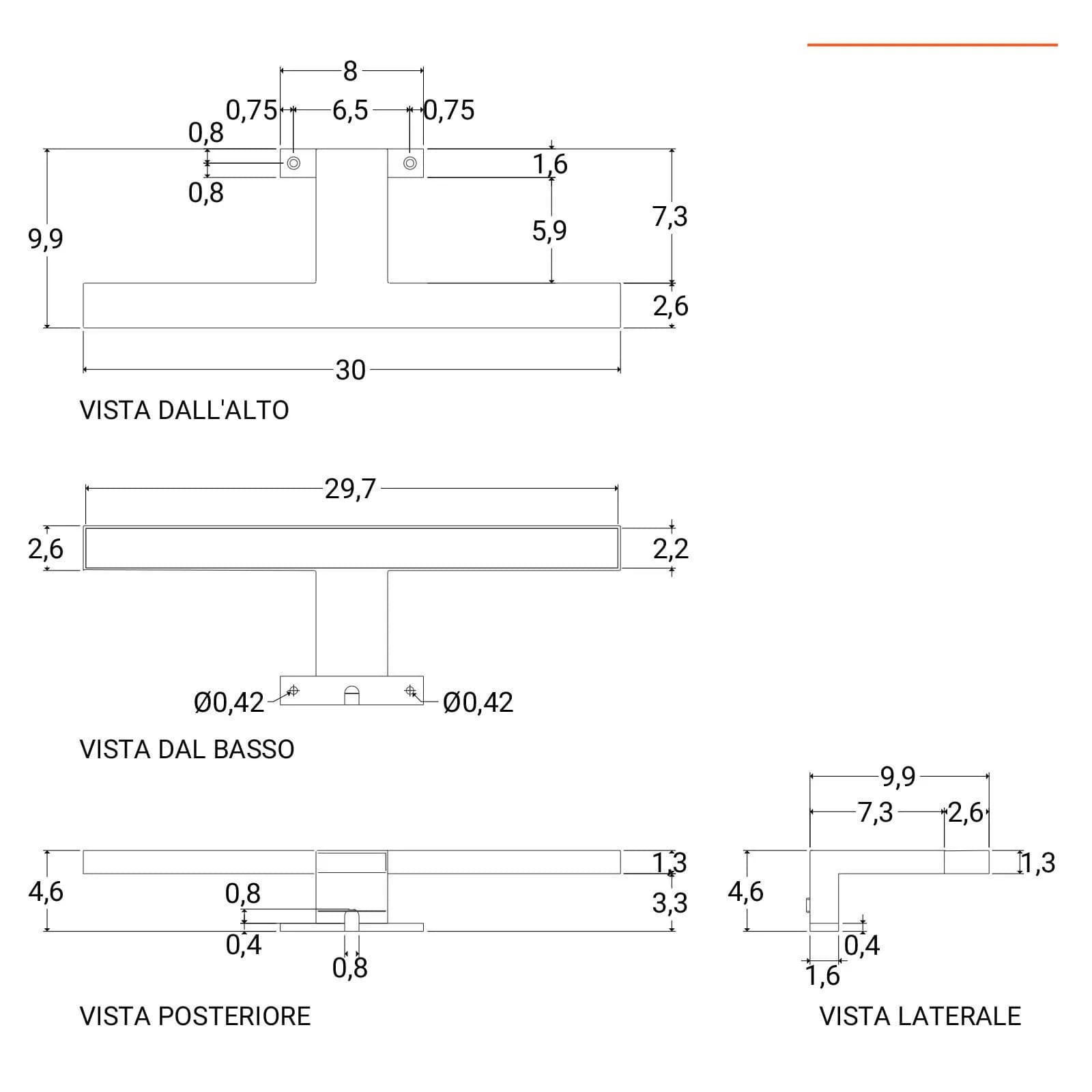 Applique LED 30 cm in abs luce fredda - Light