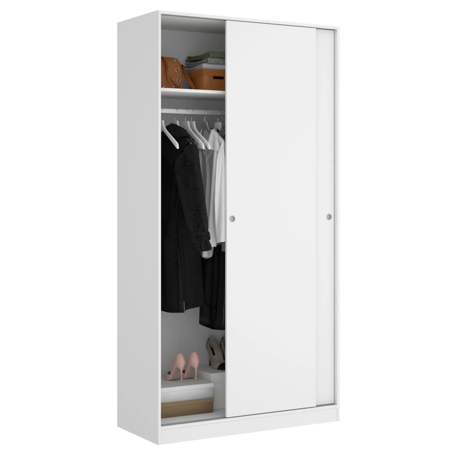 Armadio 100X204 h cm con porte scorrevoli in legno bianco opaco - Cosby