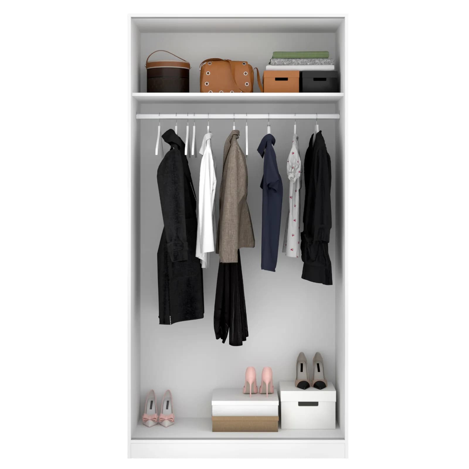 Armadio 100X204 h cm con porte scorrevoli in legno bianco opaco - Cosby