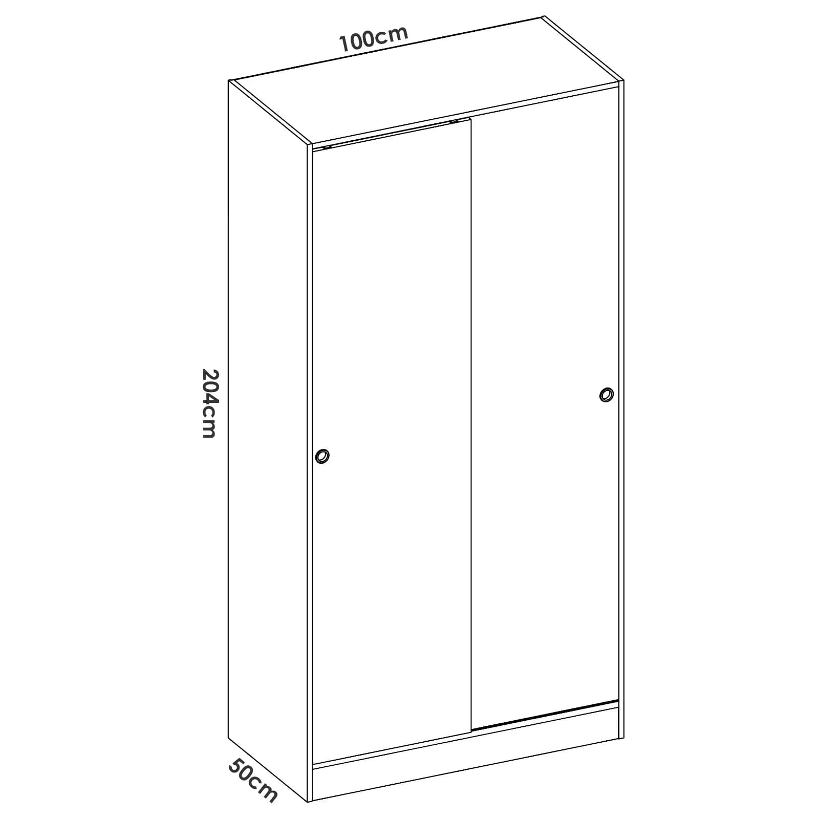 Armadio 100X204 h cm con porte scorrevoli in legno bianco opaco - Cosby