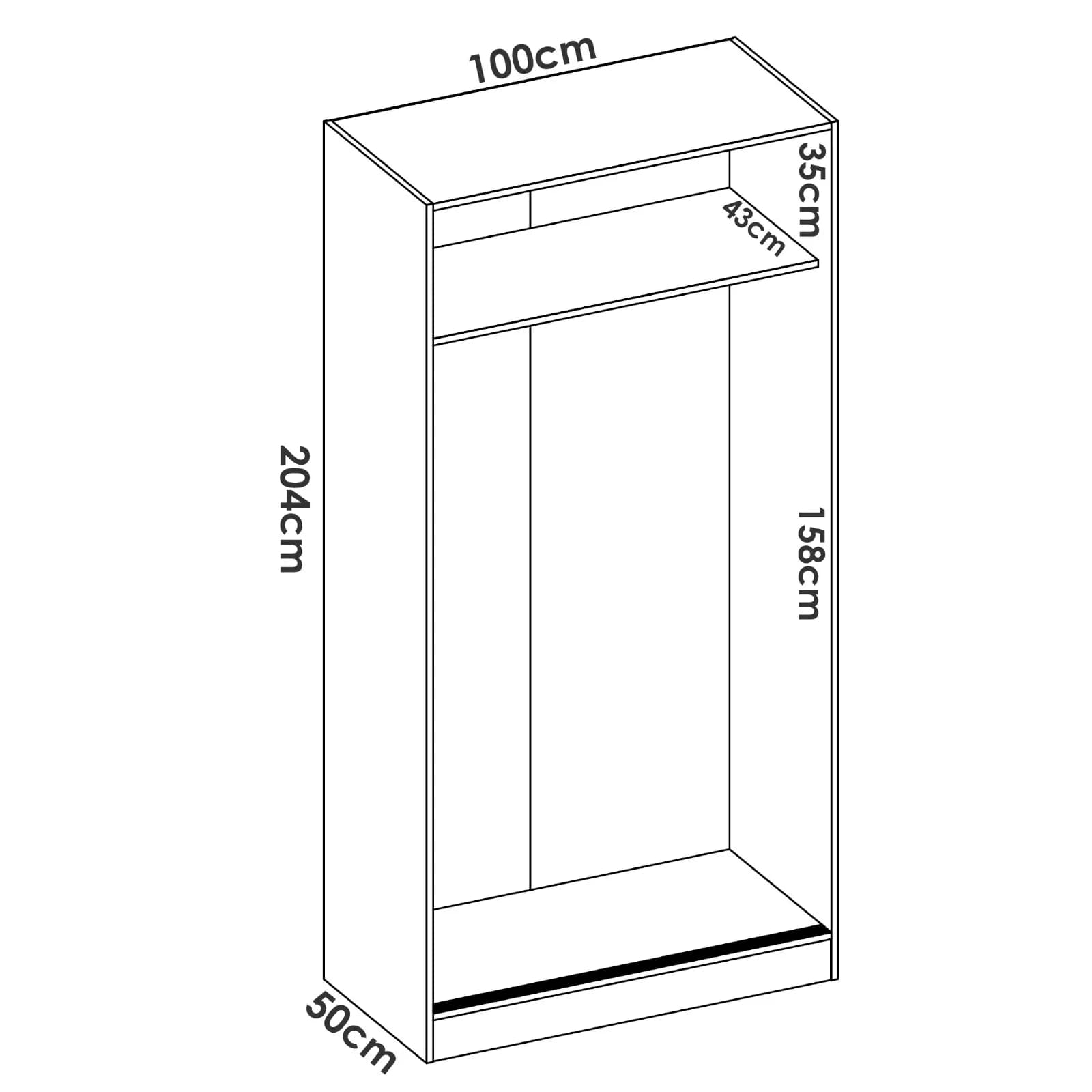 Armadio 100X204 h cm con porte scorrevoli in legno bianco opaco - Cosby