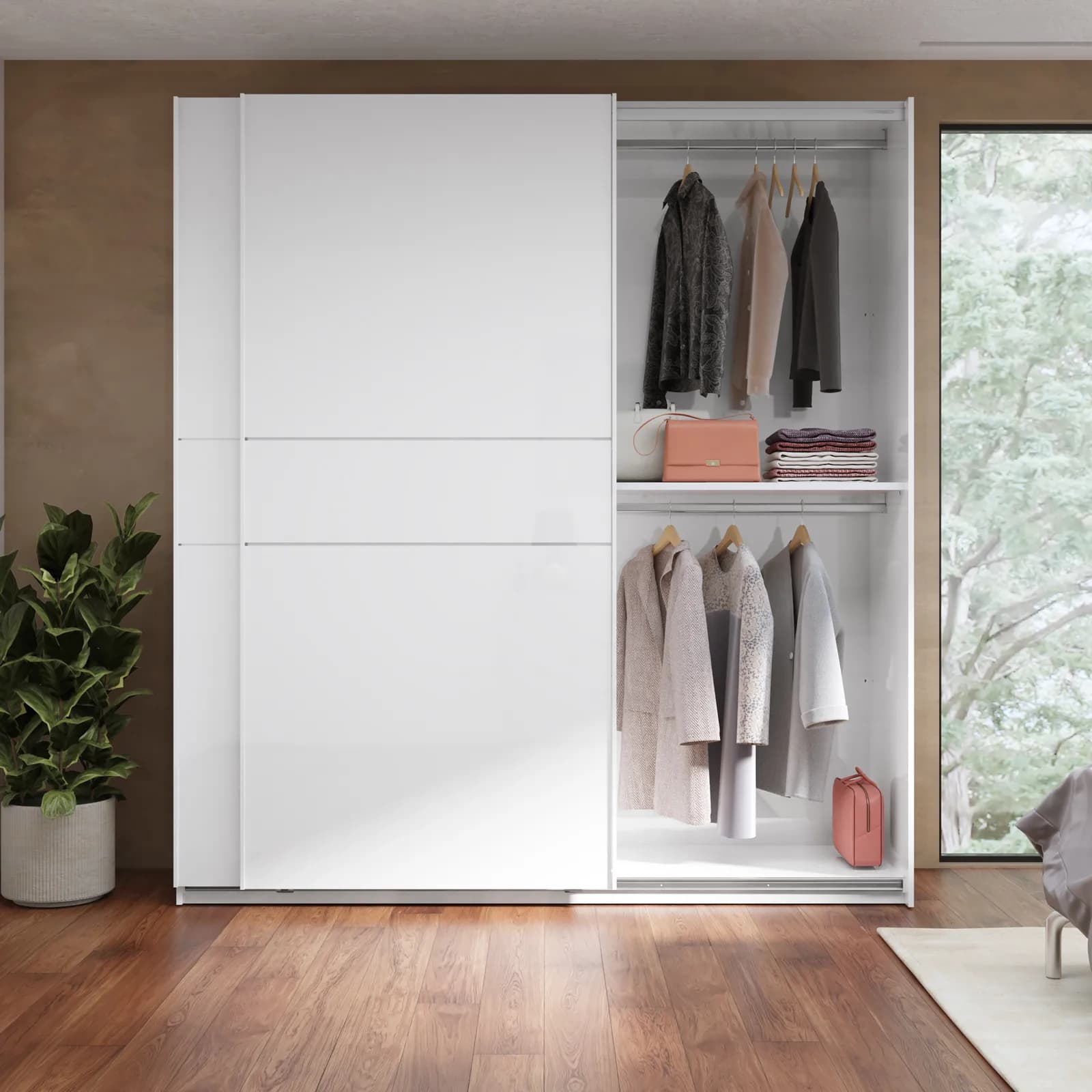 Armadio 220x240h cm con 2 ante scorrevoli bianco lucido - Cindy