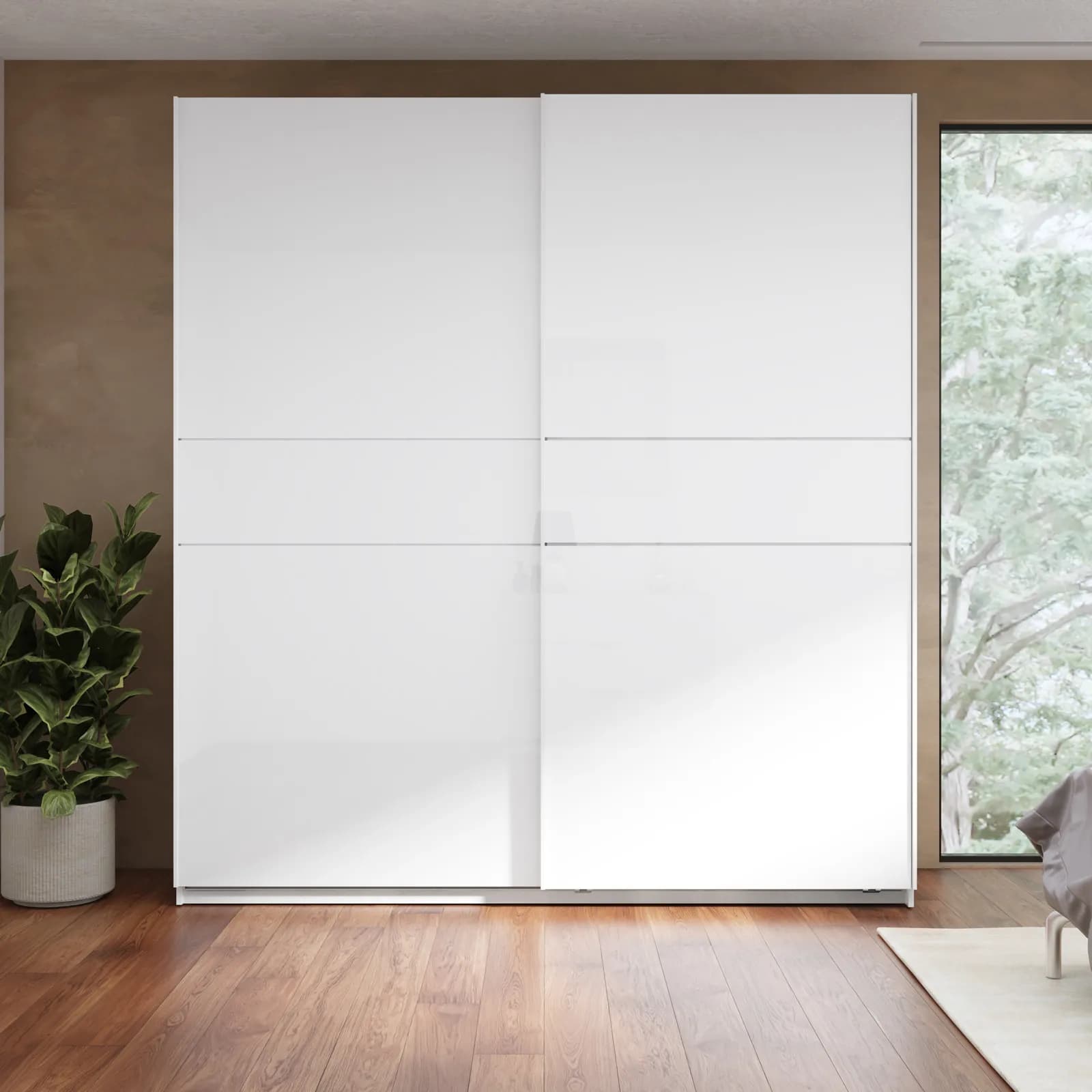 Armadio 220x240h cm con 2 ante scorrevoli bianco lucido - Cindy