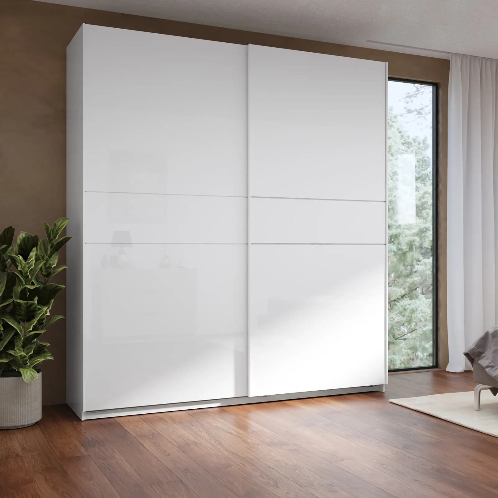 Armadio 220x240h cm con 2 ante scorrevoli bianco lucido - Cindy