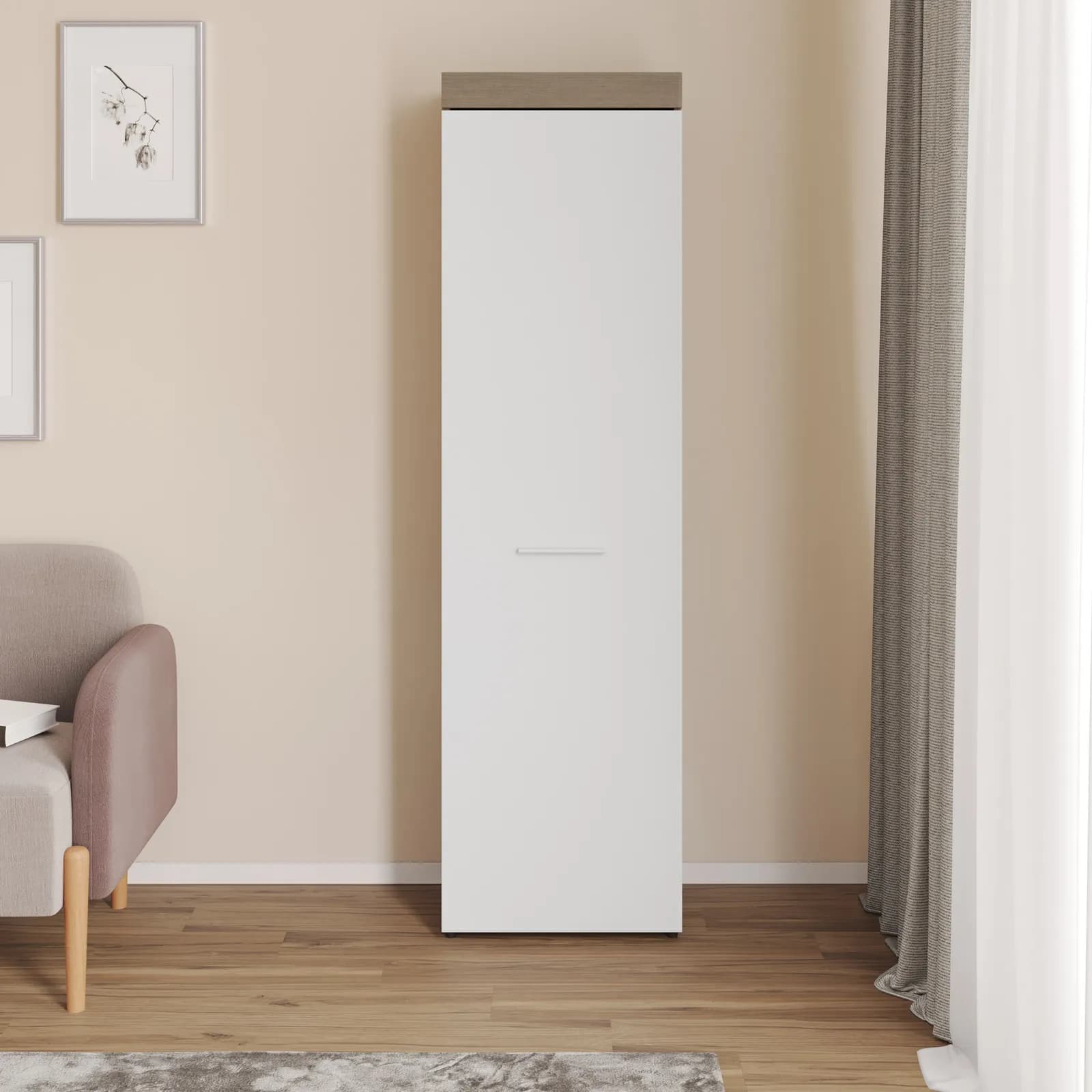 Armadio 54x196h cm a 1 anta rovere soft e bianco - Ayer