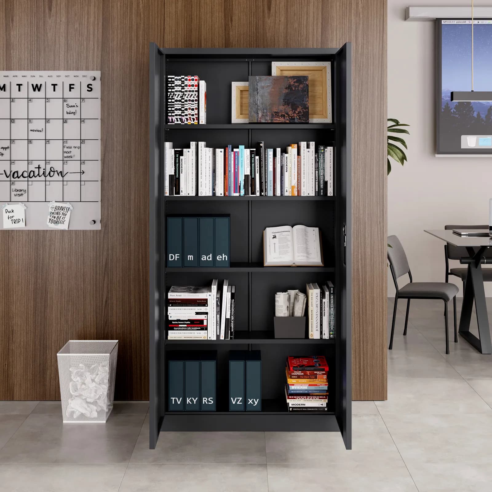 Armadio 90x185h cm in metallo grigio con 2 ante battenti e serratura - Bunel