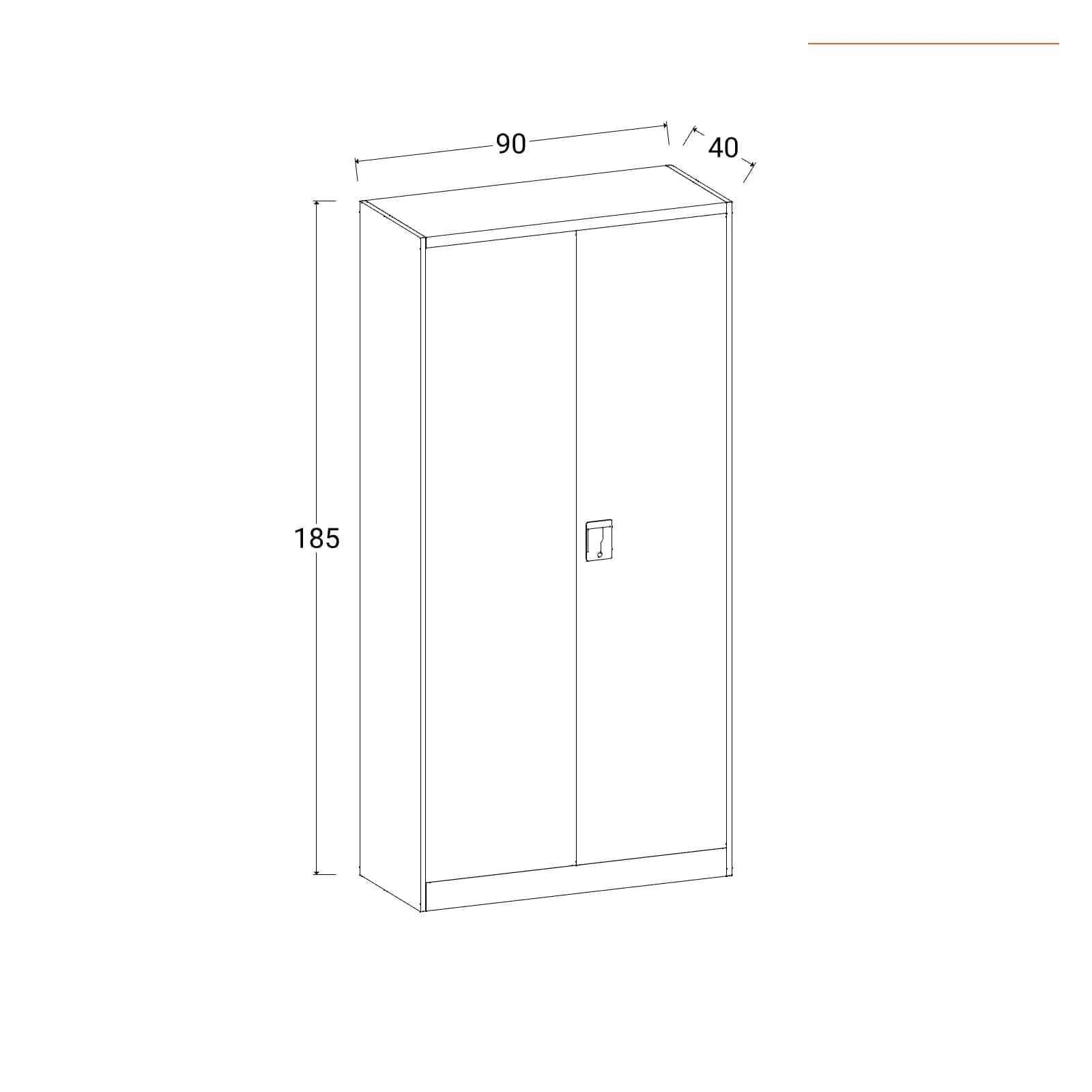 Armadio 90x185h cm in metallo grigio con 2 ante battenti e serratura - Bunel