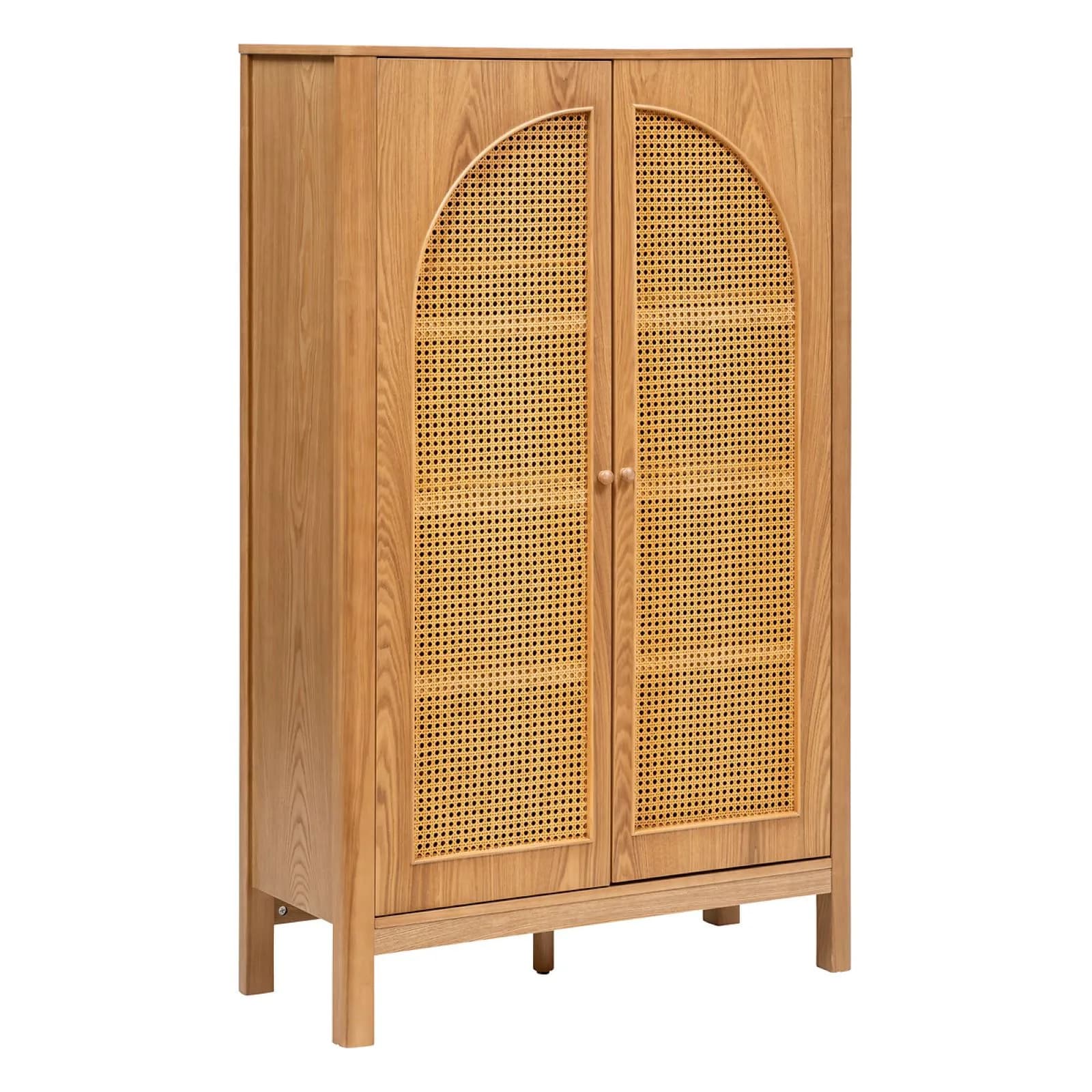 Armadio 93x150h cm in legno naturale e paglia di Vienna con 2 ante - Toronto