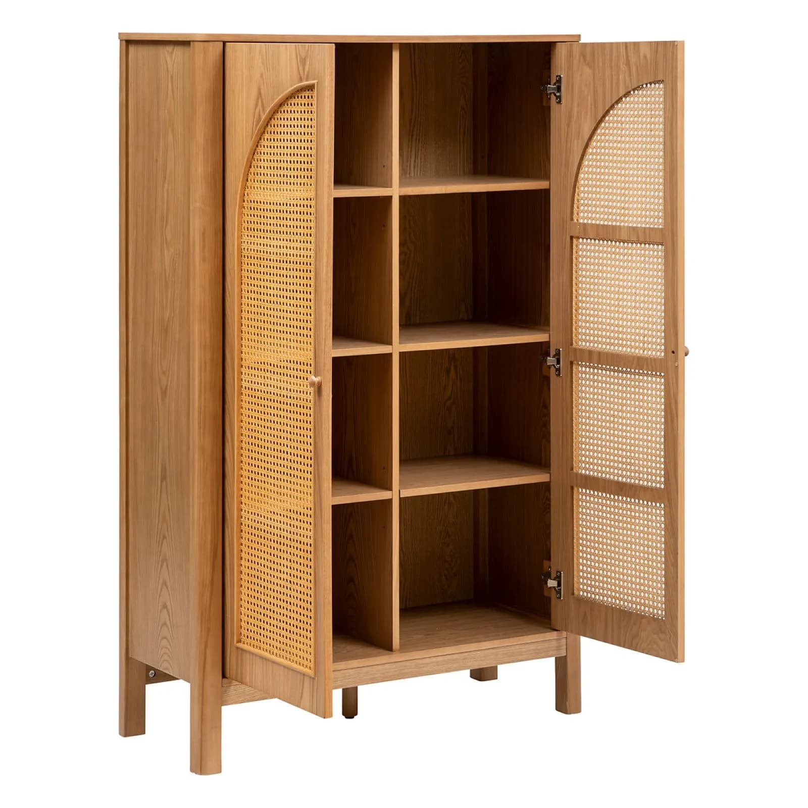 Armadio 93x150h cm in legno naturale e paglia di Vienna con 2 ante - Toronto