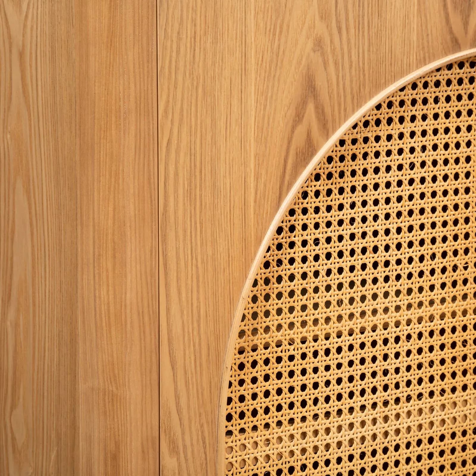 Armadio 93x150h cm in legno naturale e paglia di Vienna con 2 ante - Toronto