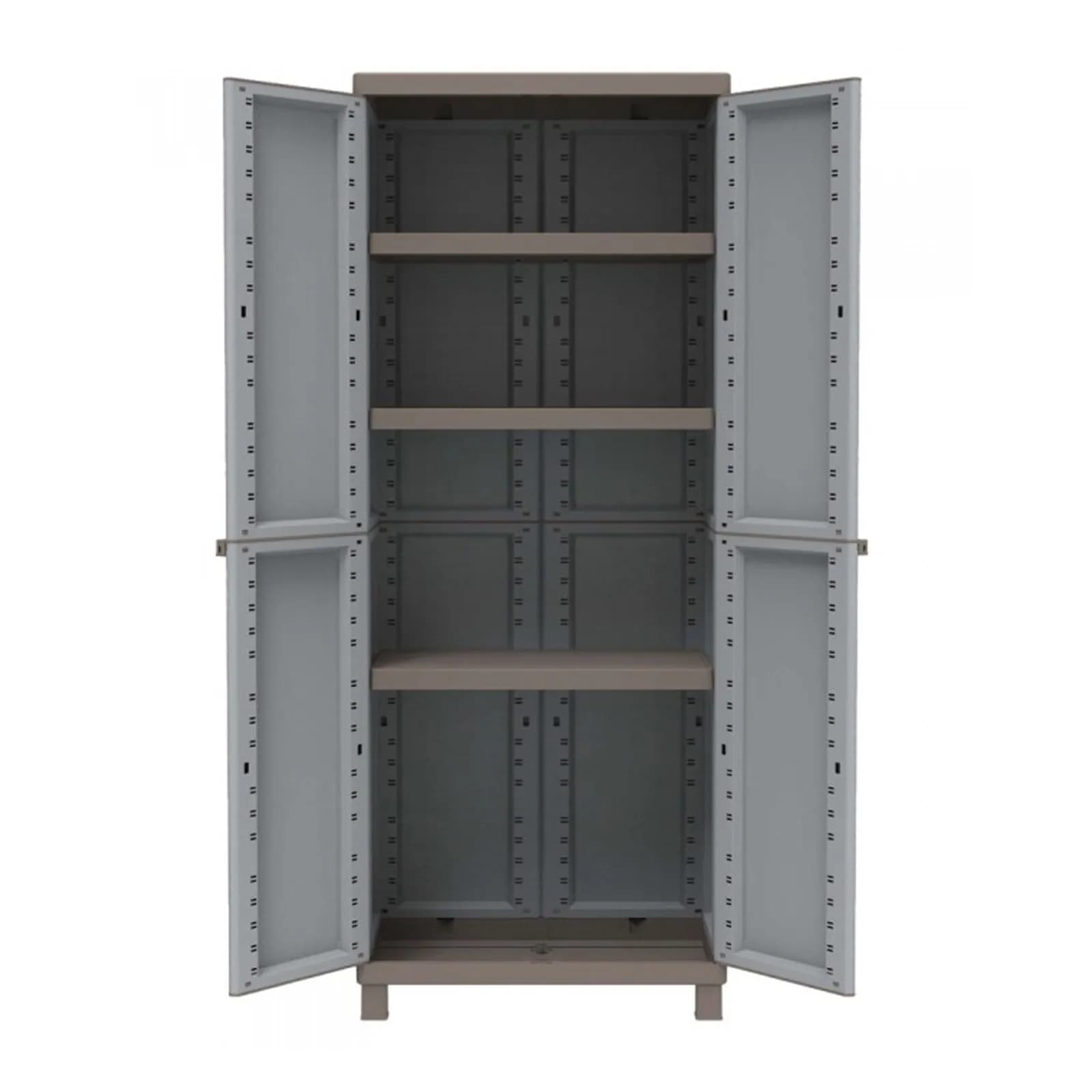 Armadio 68x170h cm per giardino effetto rattan con doppia anta con 3 ripiani