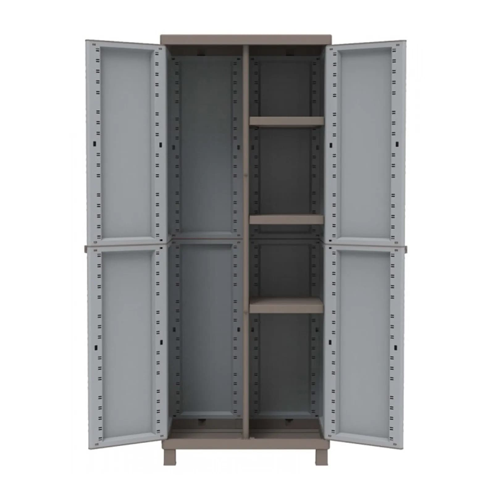 Armadio 68x170h cm per giardino effetto rattan con doppia anta porta scope con 3 ripiani
