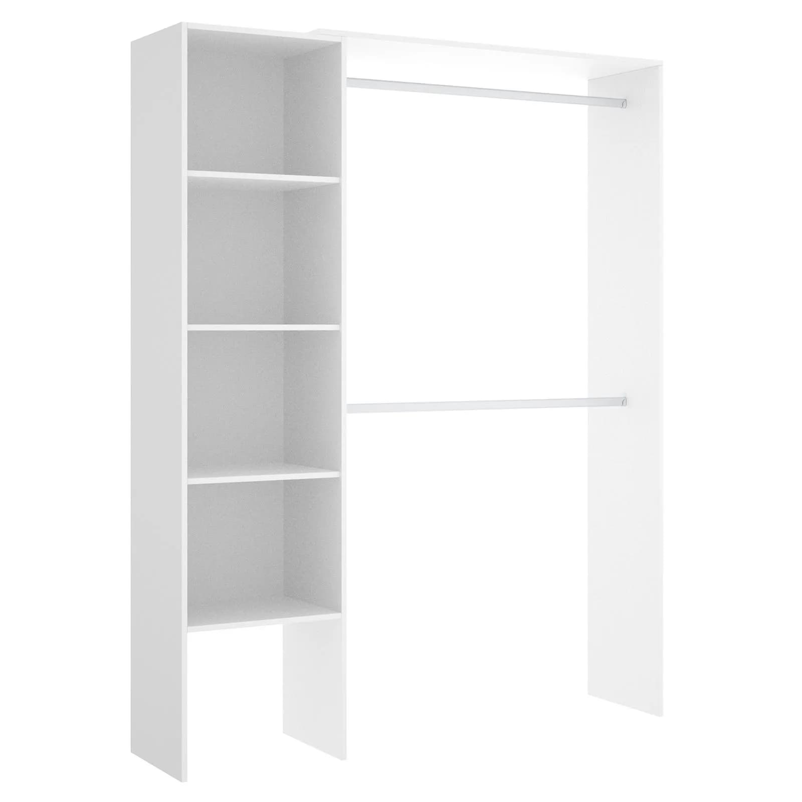 Armadio regolabile 140-110x187 h cm in legno bianco - Bernac
