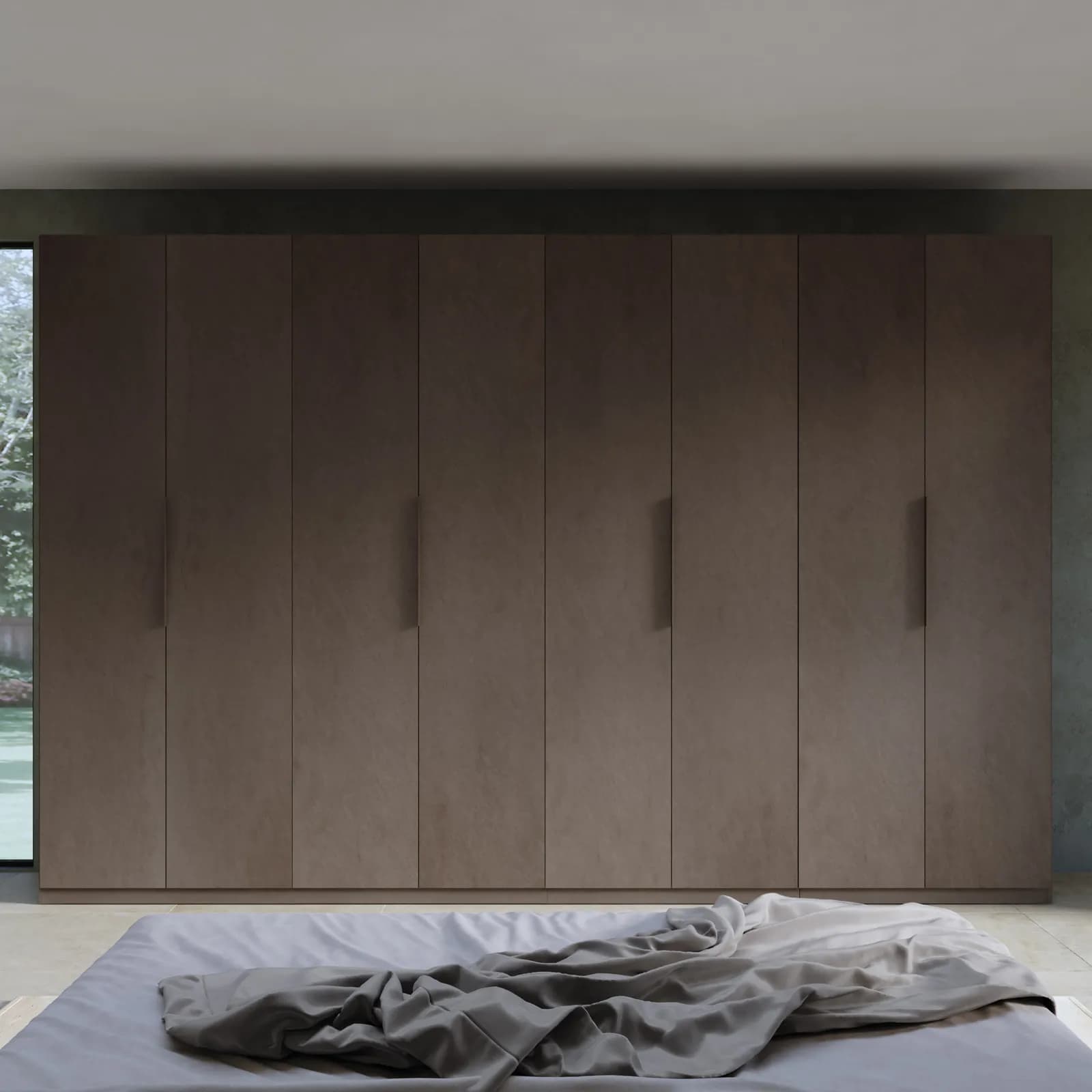 Armadio battente 364x240h cm 8 ante reversibili con soft close bronzo - Codey