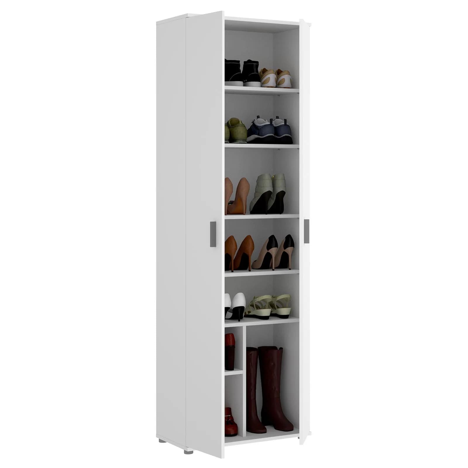 Scarpiera 61x190 h cm in legno bianco con 6 ripiani - Dagen