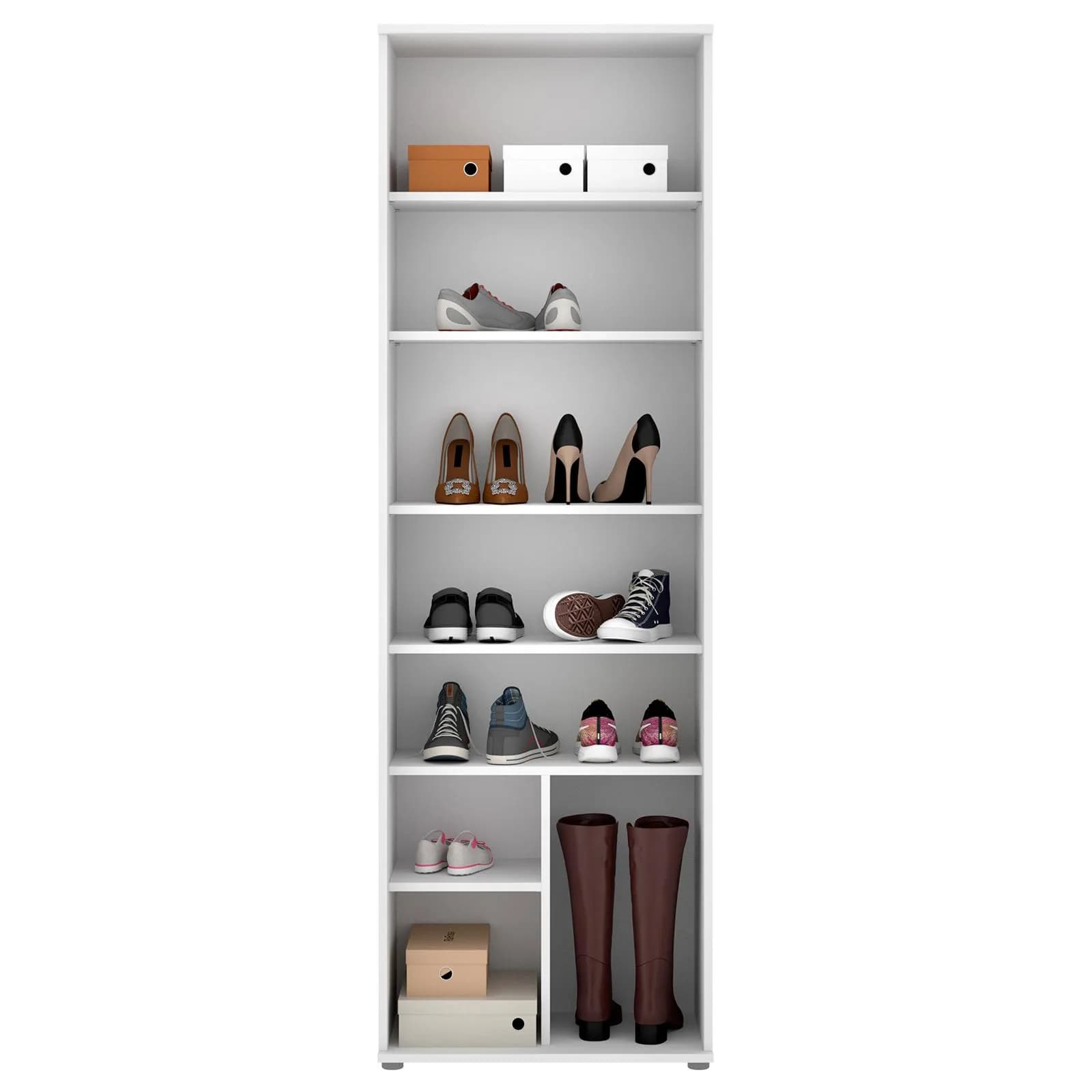 Scarpiera 61x190 h cm in legno bianco con 6 ripiani - Dagen