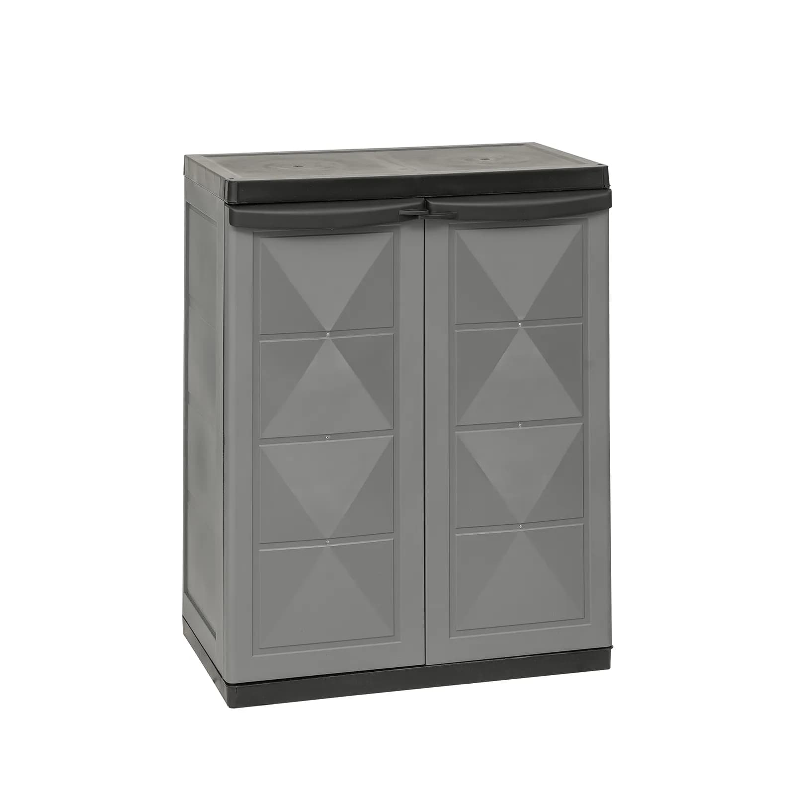 Armadio da esterno con 2 ante 65x37x83h cm in resina grigio scuro e nero