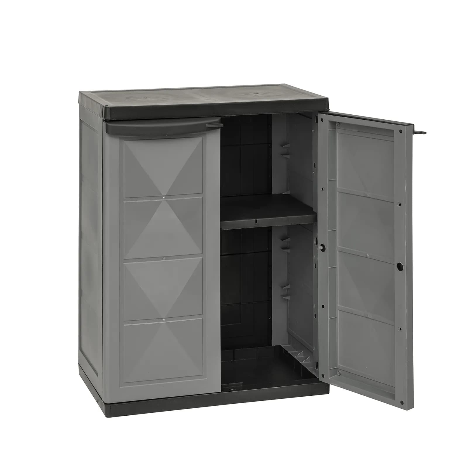 Armadio da esterno con 2 ante 65x37x83h cm in resina grigio scuro e nero