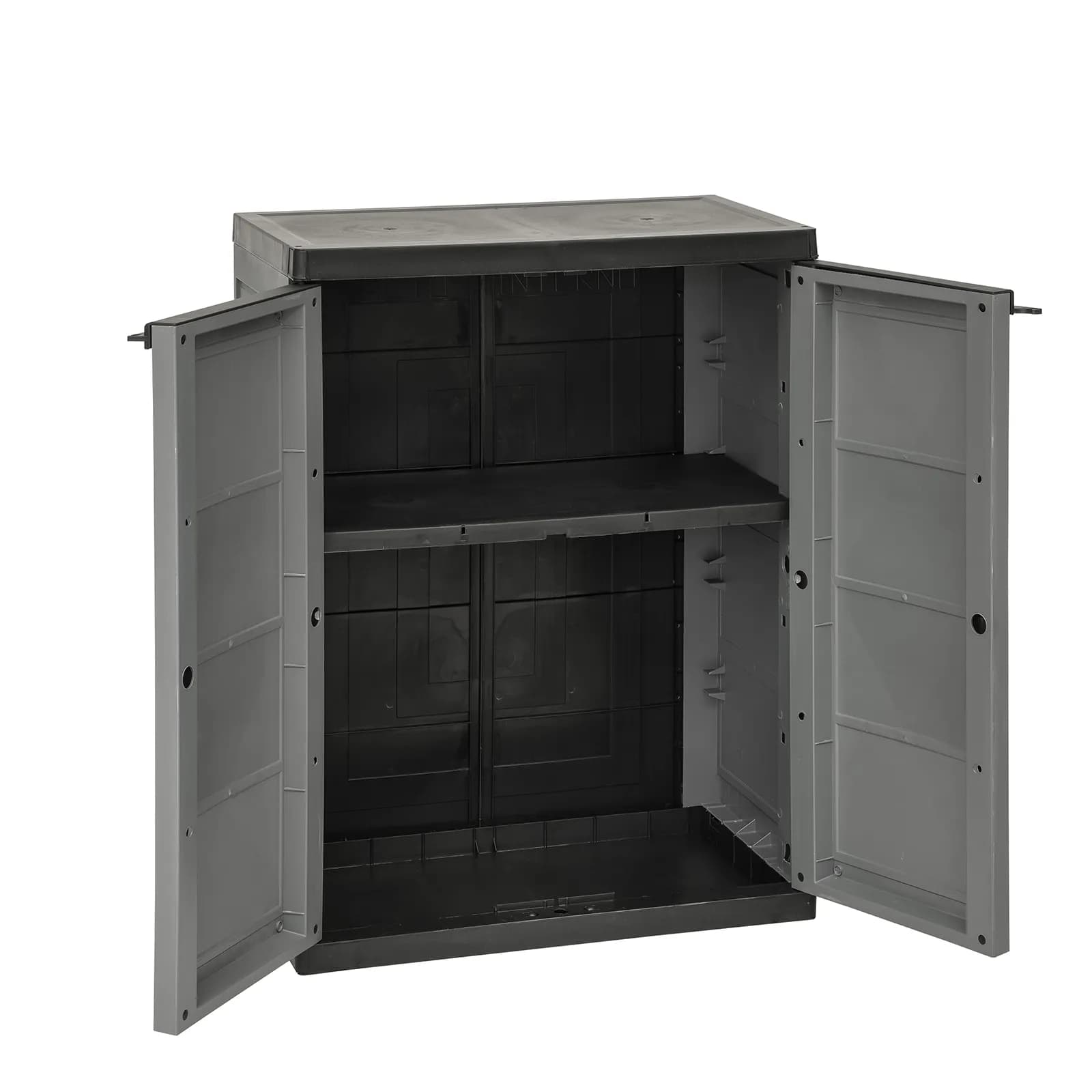 Armadio da esterno con 2 ante 65x37x83h cm in resina grigio scuro e nero