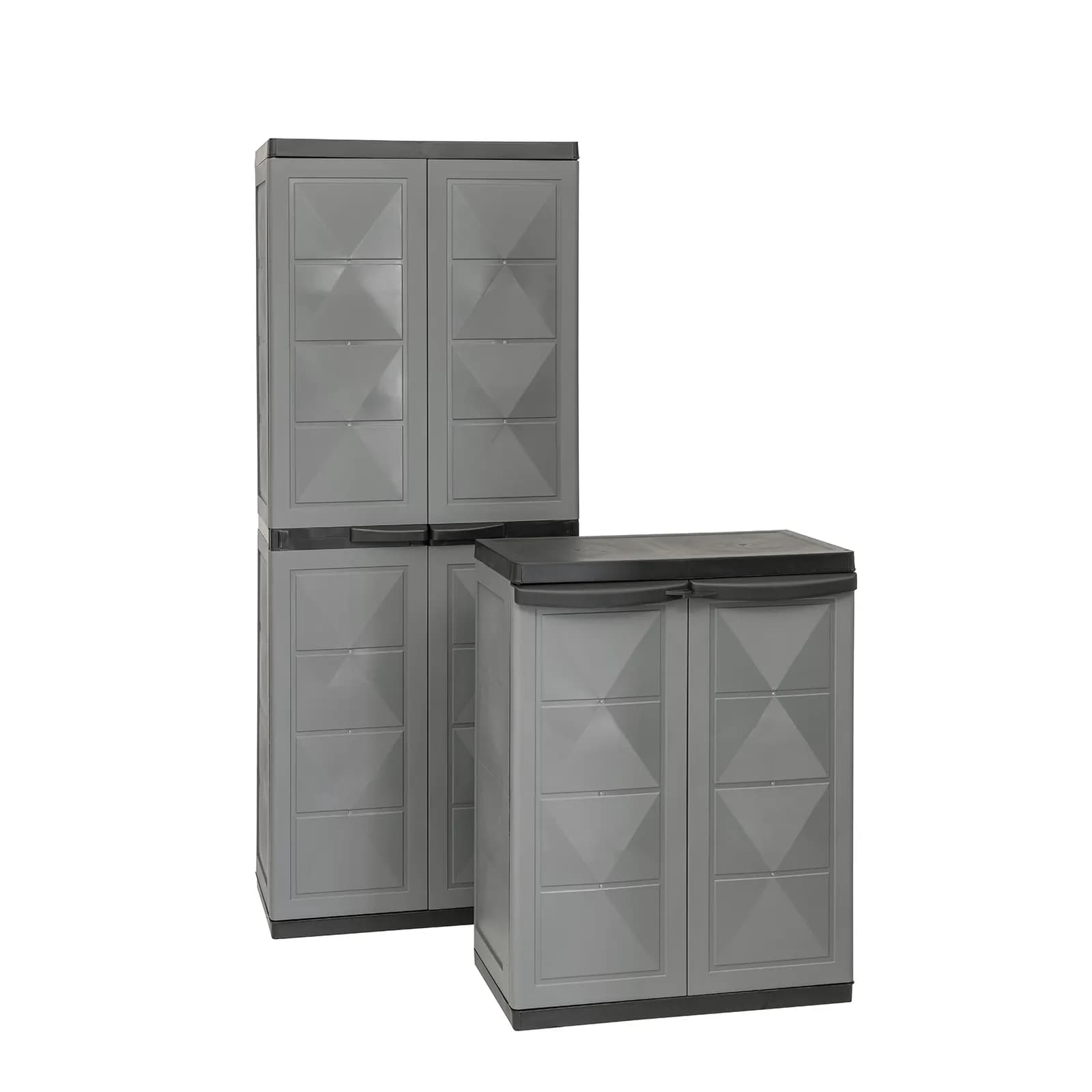 Armadio da esterno con 2 ante 65x37x83h cm in resina grigio scuro e nero