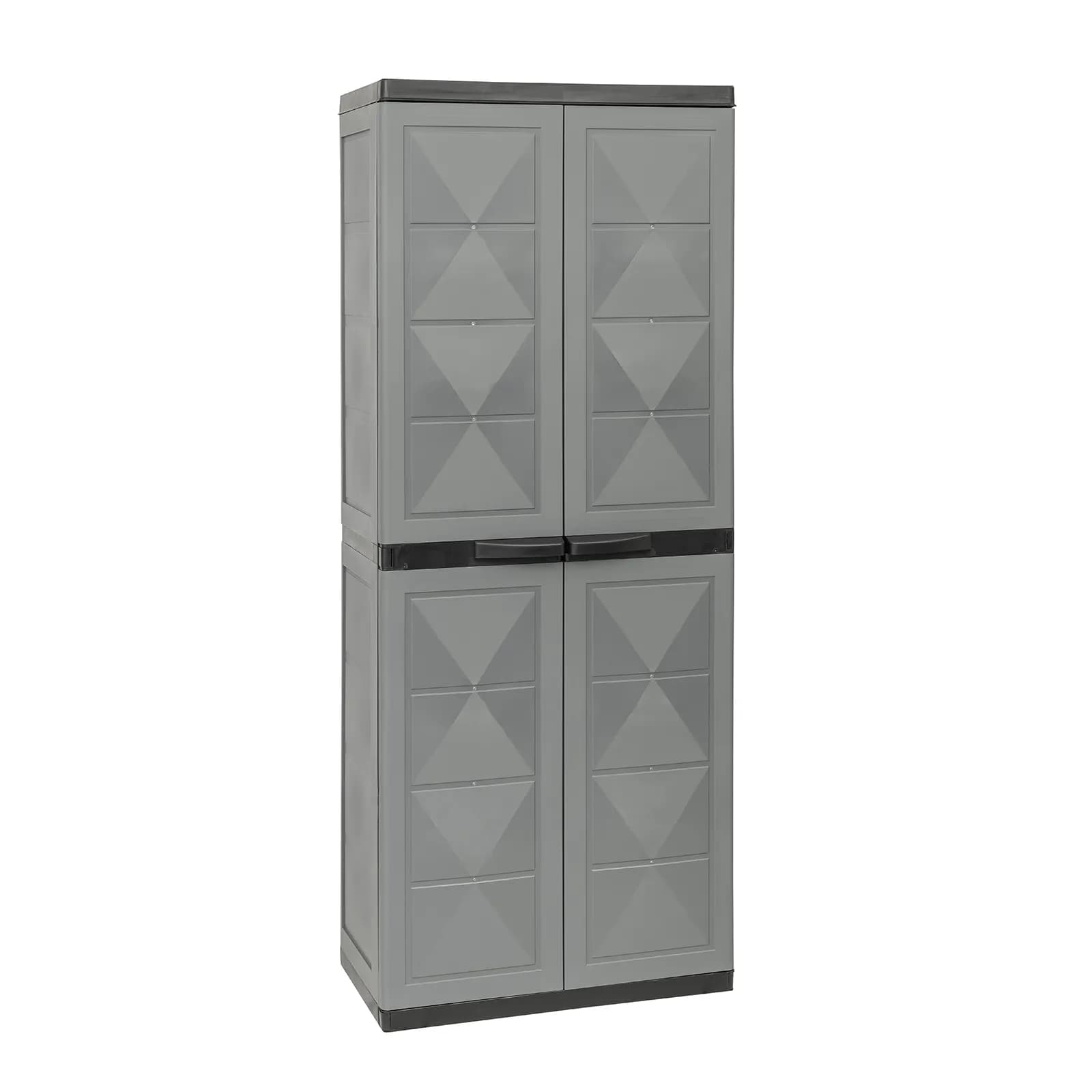 Armadio da esterno con 2 ante 64x37x165h cm con portascope in resina grigio e nero