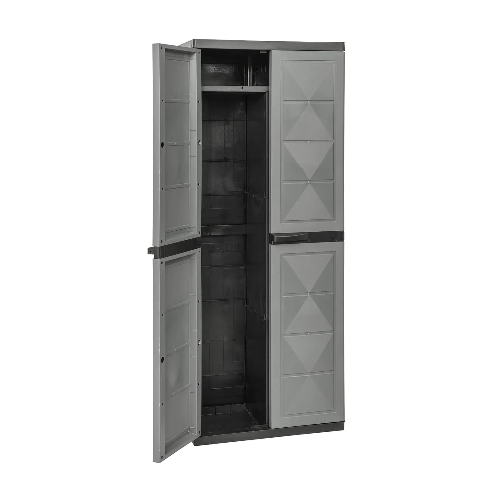 Armadio da esterno con 2 ante 64x37x165h cm con portascope in resina grigio e nero