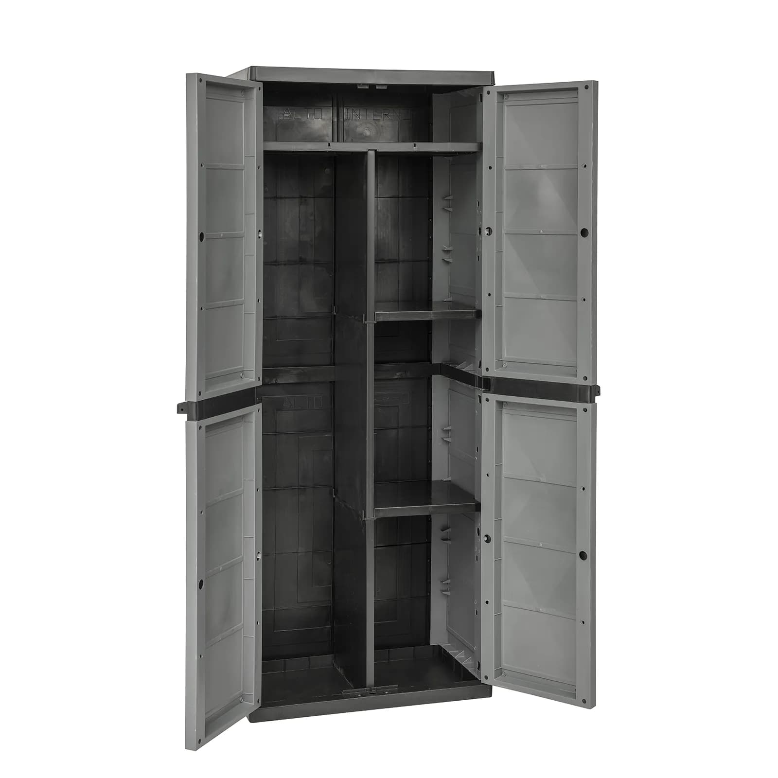 Armadio da esterno con 2 ante 64x37x165h cm con portascope in resina grigio e nero