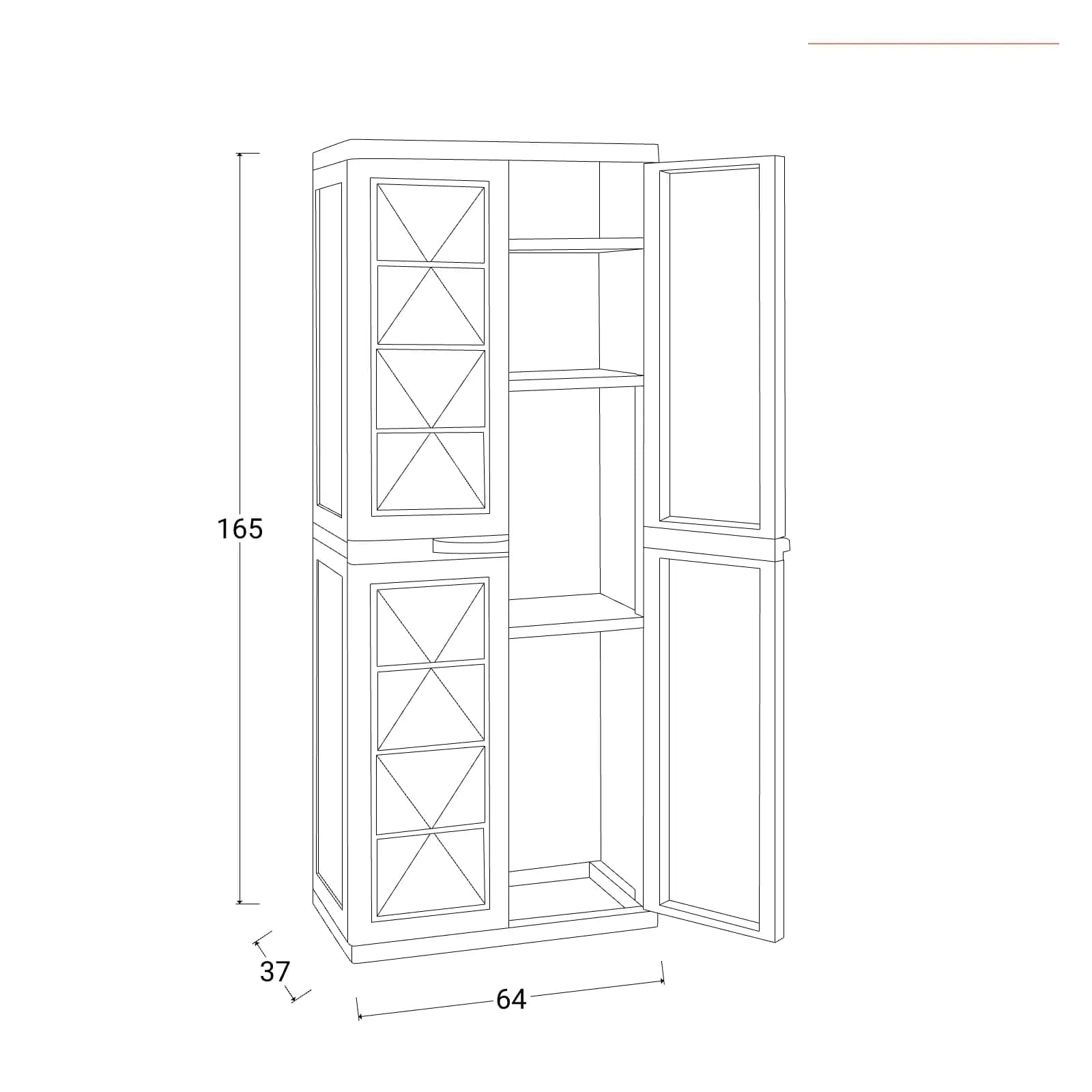 Armadio da esterno con 2 ante 64x37x165h cm con portascope in resina grigio e nero