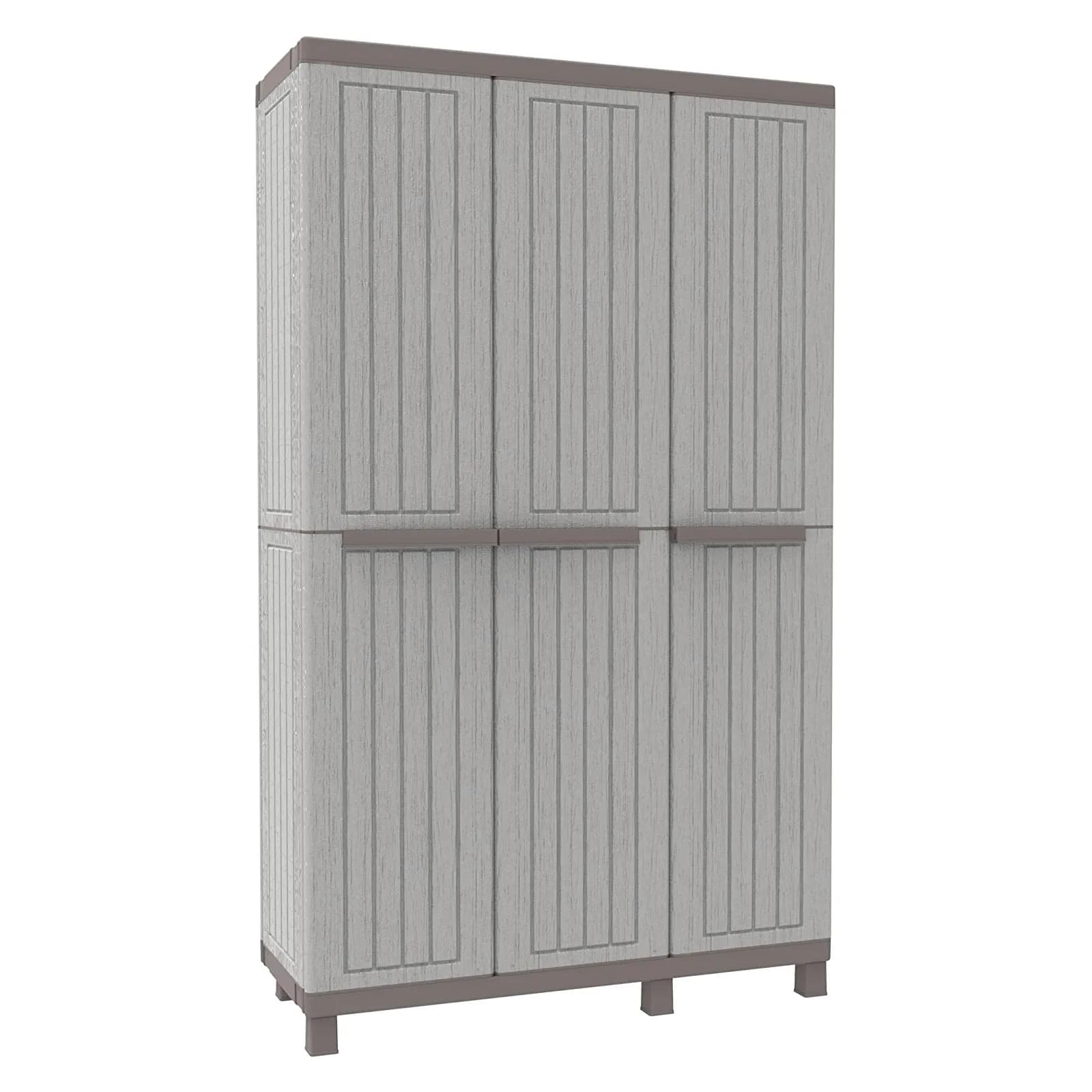 Armadio in resina 170h cm multifunzione per esterni 3 ante grigio