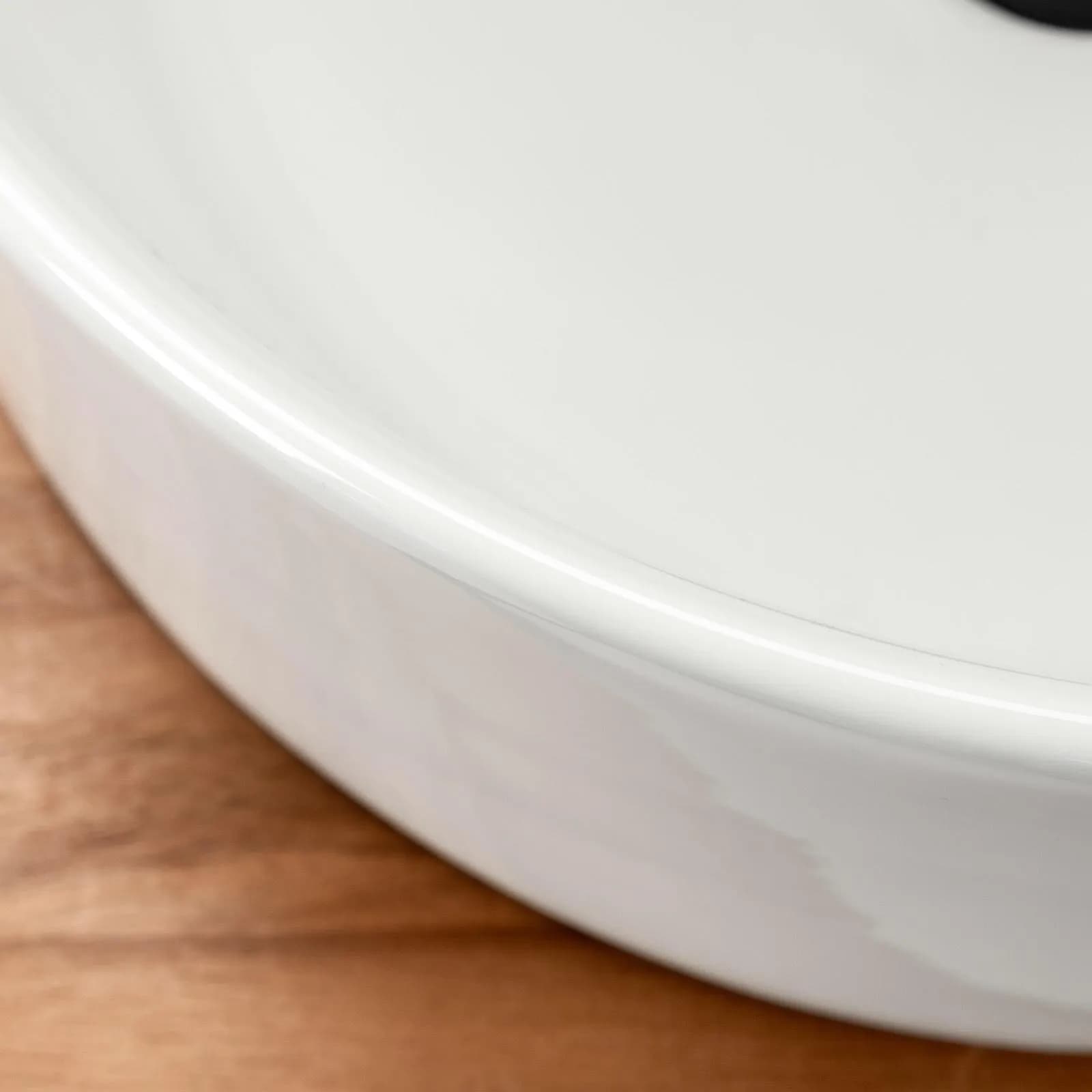 Bacinella in ceramica lavabo d'appoggio tondo 40 cm bianco lucido in ceramica