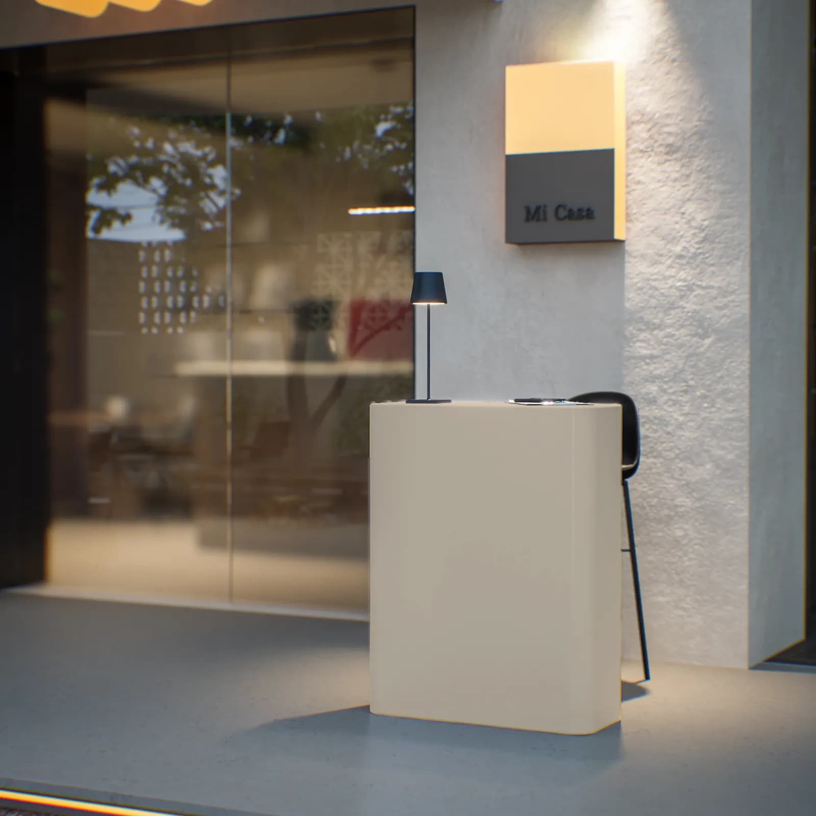 Bancone reception rettangolare 90 h cm in polietilene crema - Katrine