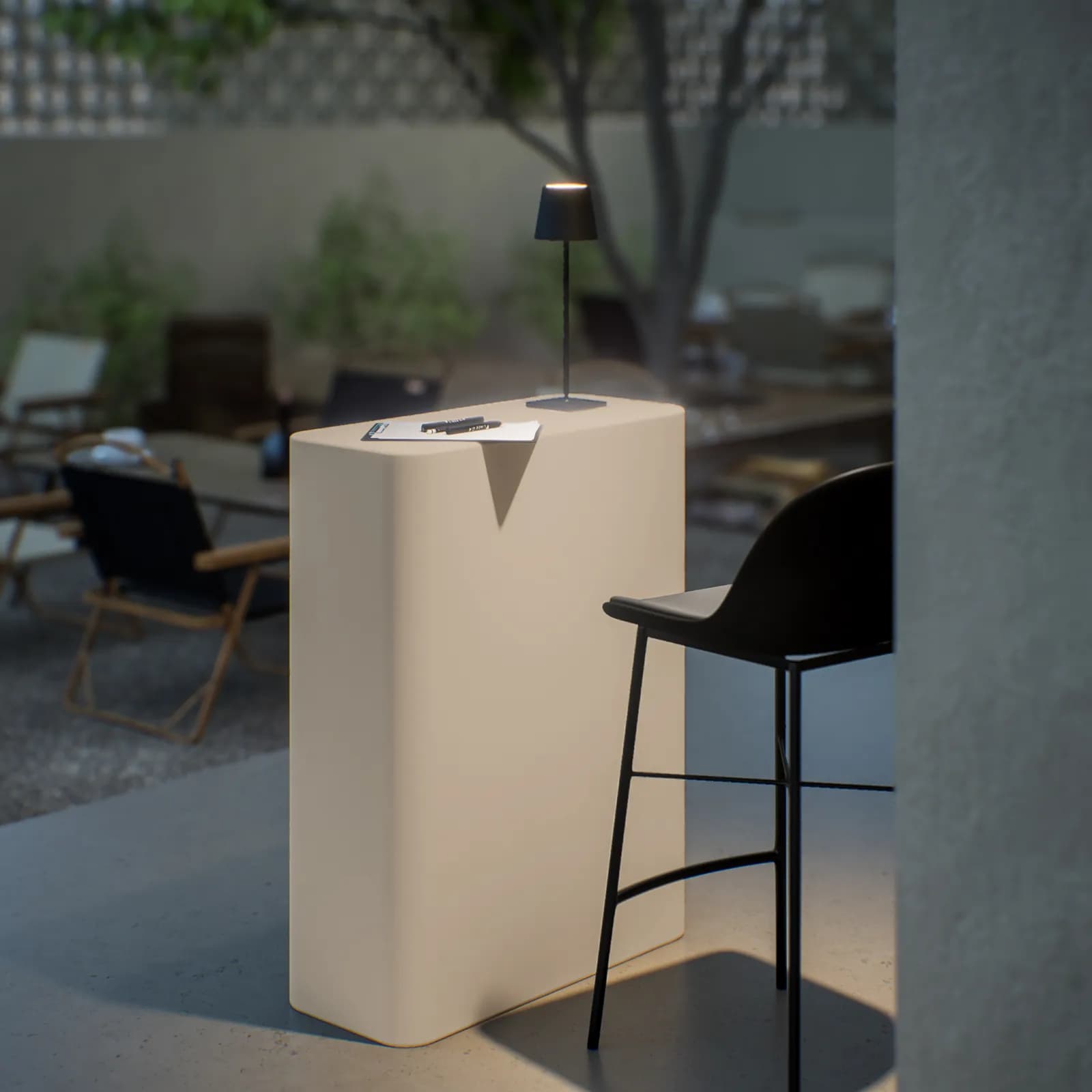 Bancone reception rettangolare 90 h cm in polietilene crema - Katrine