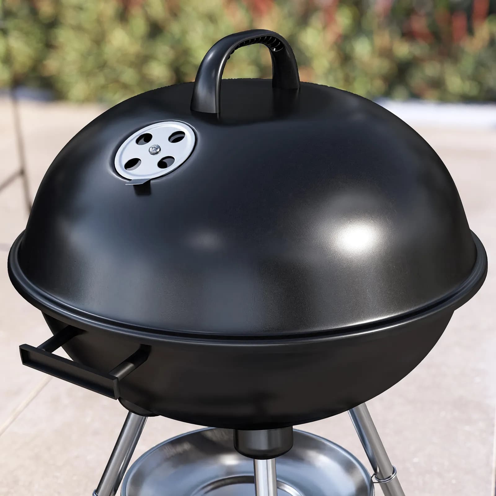 Barbecue a carbonella con ruote rotondo 60 cm in acciaio nero con cappa - Spedy